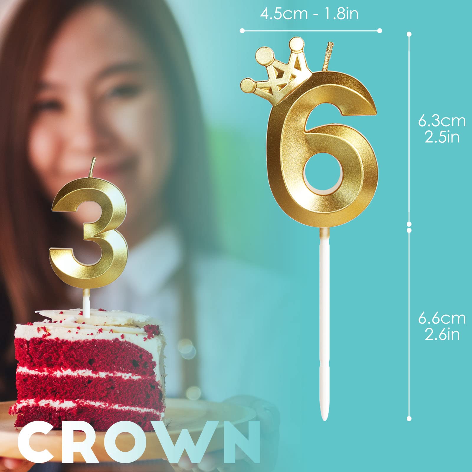 18th Birthday Cake Candles - Gold Number 18 with Crown Topper, 3D Design for Boys, Girls, Women & Men | Perfect for Birthday Parties, Weddings & Anniversary Celebrations | Cake Decorations & Party Supplies