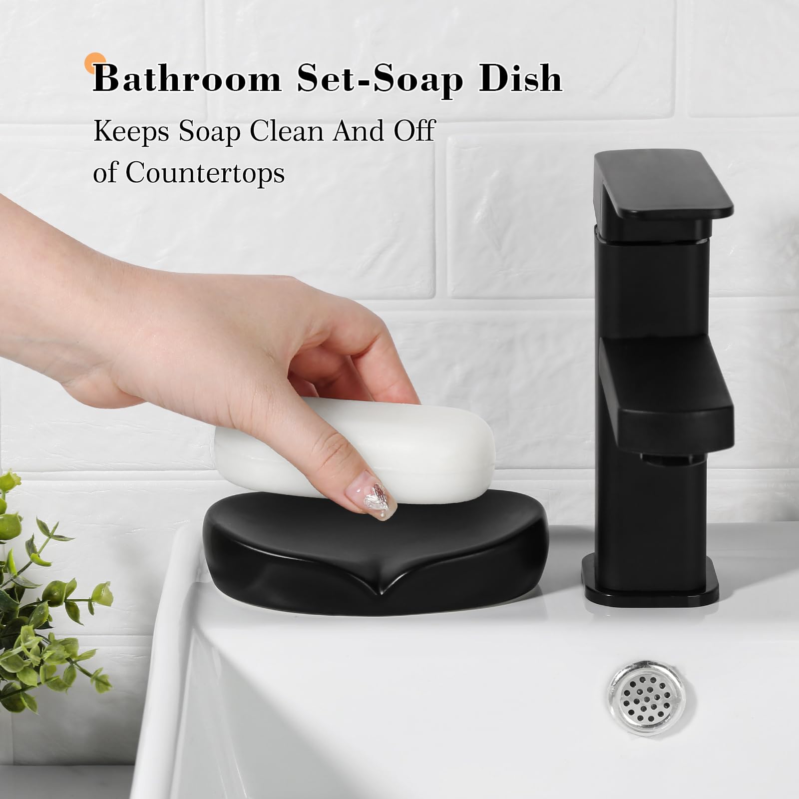 Premium 7-Piece Matte Black Bathroom Accessories Set - Includes Trash Can, Soap Dispenser, Toothbrush Holder, Soap Dish, Vanity Tray & Q-Tip Holder - Modern Bathroom Decor for Home, Hotel & Spa Use