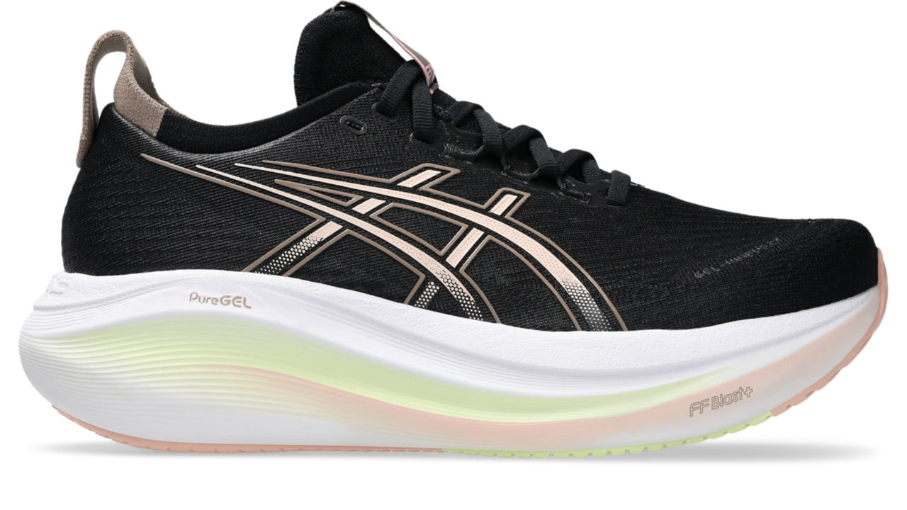 ASICS Women's Gel-Nimbus 27 Running Shoes - Black/Breeze (003) | Premium Cushioning for Long-Distance Running & Marathon Training