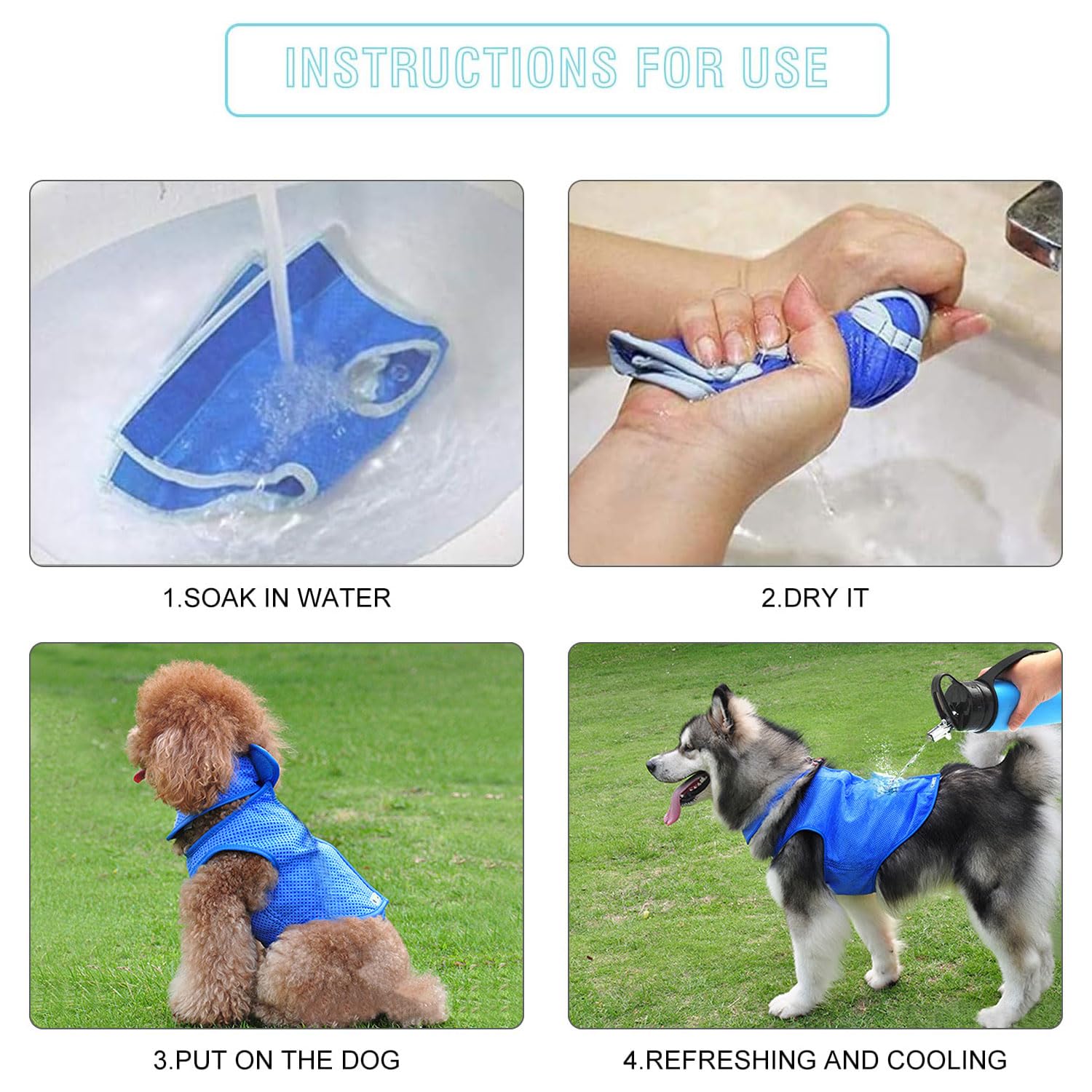 Dog Cooling Vest - Breathable Mesh Ice Jacket for Pets with Magic Tape | Adjustable Dog Cooling Harness for Outdoor Hiking, Training & Summer Activities | Keep Your Dog Cool in Hot Weather (Medium Size)