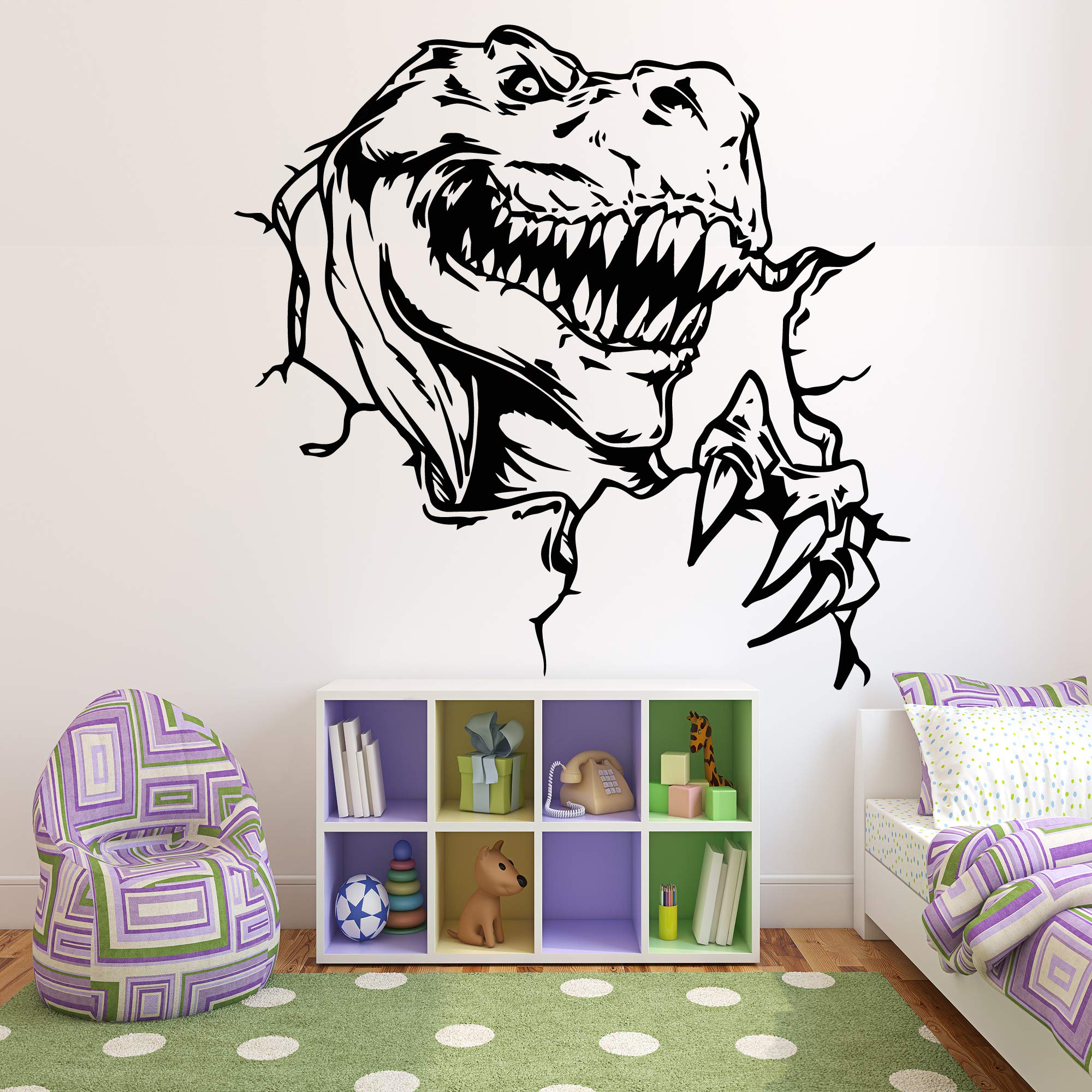 22 x 22 Inch Dinosaur Wall Decals for Kids Room - Removable Vinyl Dinosaur Stickers Decor - Jurassic Themed Bedroom Art for Boys - Perfect for Nursery, Playroom & Classroom Decorations