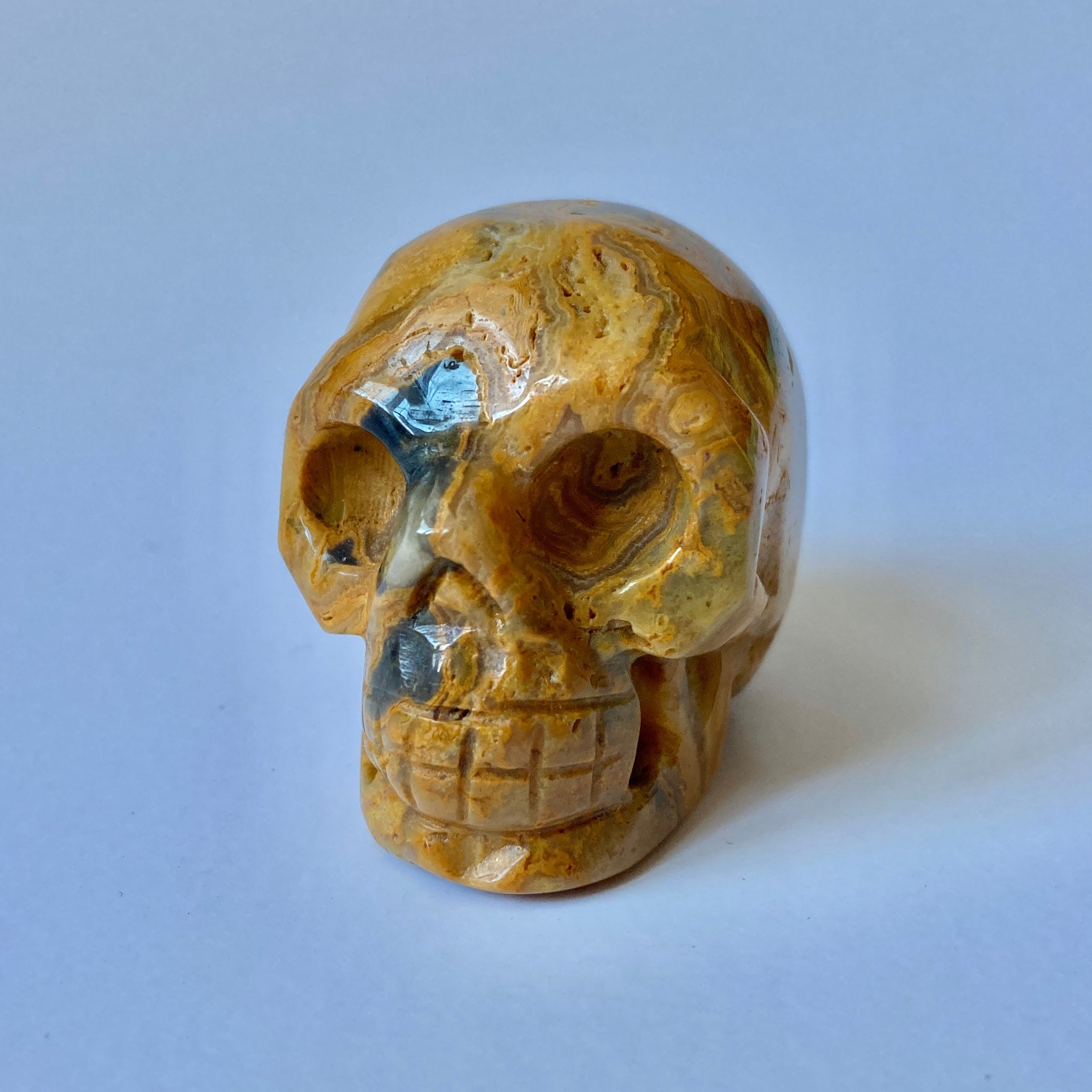 Yellow Mustard Jasper Skull - Natural Healing Crystal for Meditation, Yoga & Spiritual Decor - Perfect for Home, Office & Gift Giving