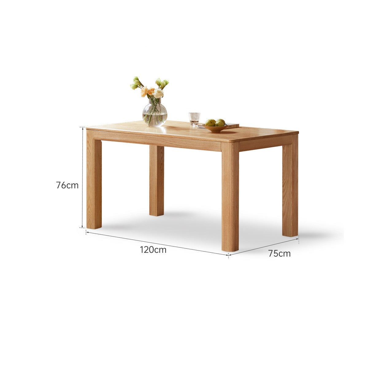 Solid Oak Wood Dining Table - Simple Modern Design for Kitchen, Dining Room & Small Spaces
