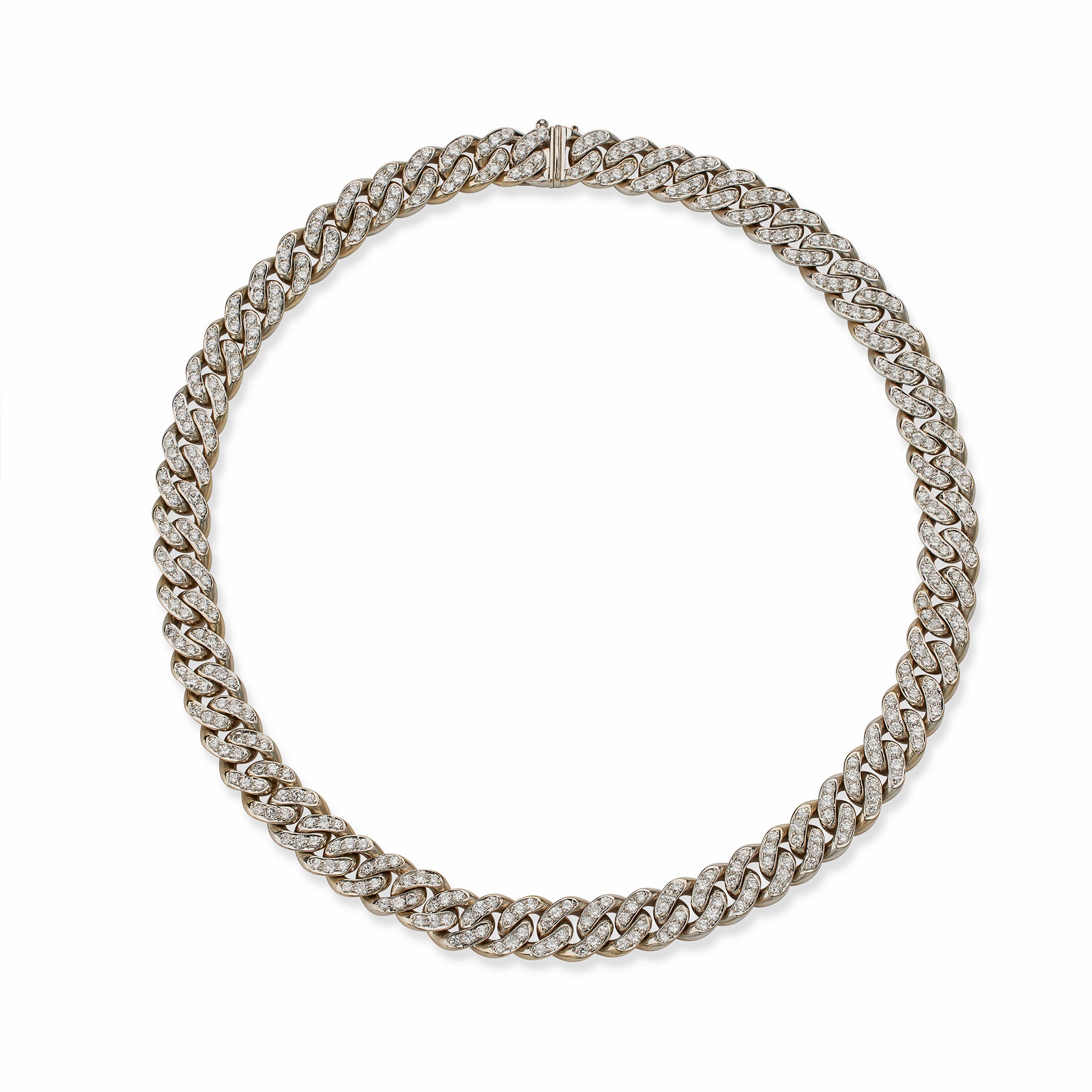 Bulgari 18K White Gold Diamond Gourmette Chain Necklace for Women - Luxury Fine Jewelry Gift for Anniversary, Wedding & Special Occasions