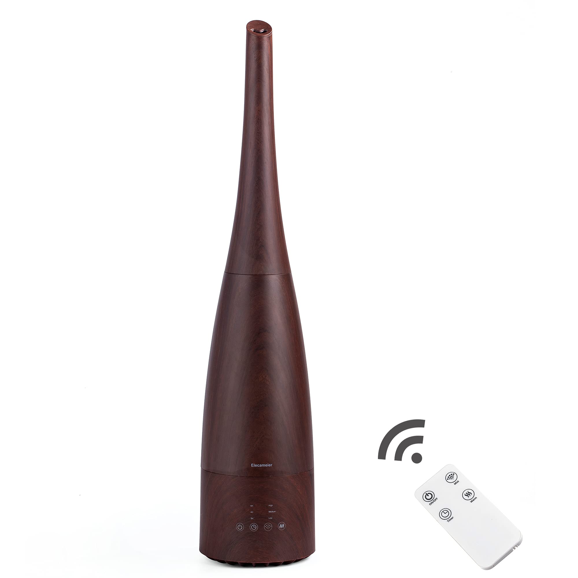 Elecameier 2.3L Cool Mist Humidifier with Remote Control - Ultra Quiet 25dB Smart Air Humidifier for Home, Bedroom, Office & Desk - Auto Shut Off & Dark Wood Design - Perfect for Dry Air Relief, Better Sleep & Improved Indoor Air Quality
