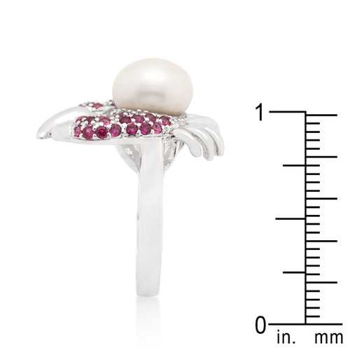 Elegant Pearl Crab Cubic Zirconia Ring for Women - Dainty Sea-Inspired Jewelry Gift for Beach Lovers, Bridesmaids & Ocean-Themed Parties