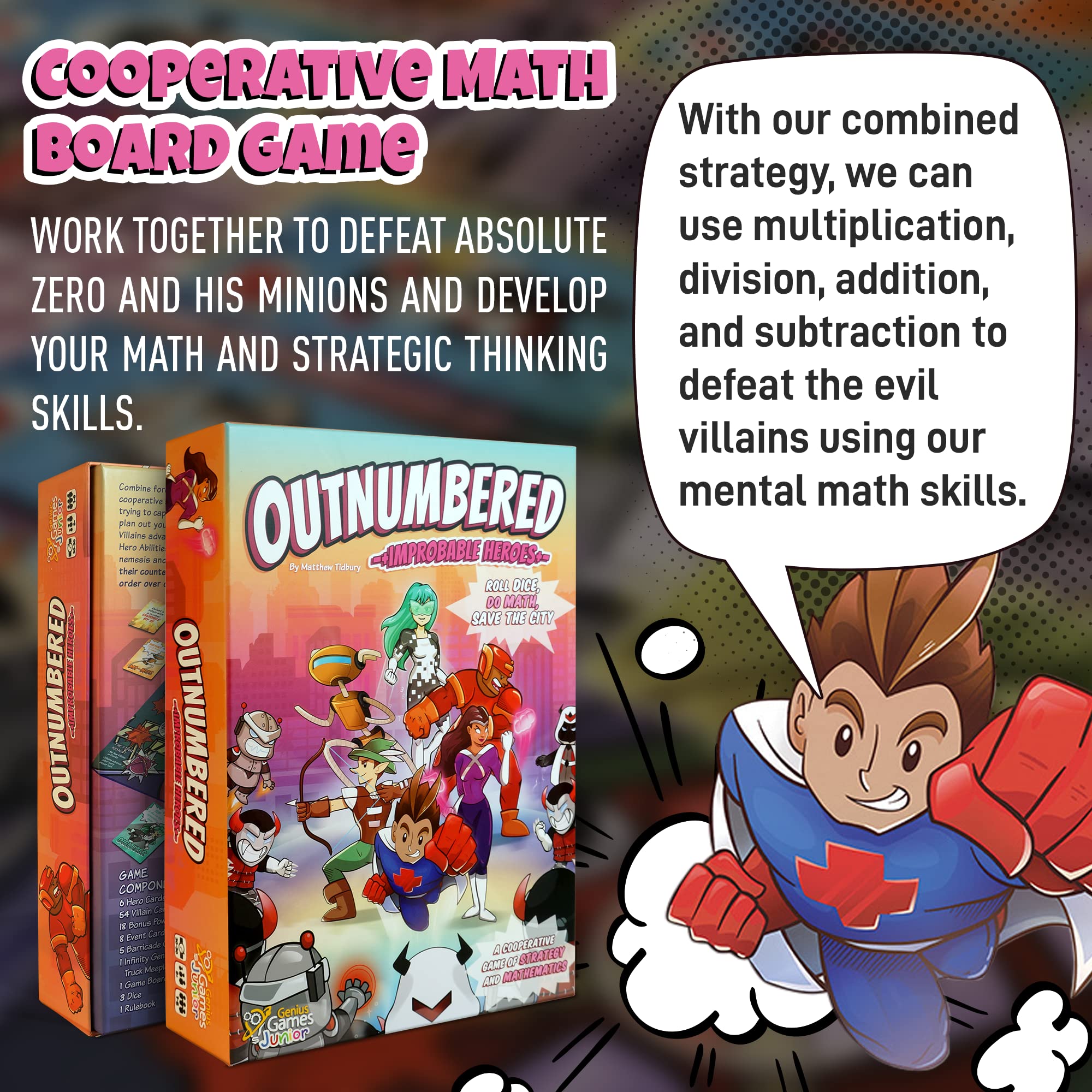 Outnumbered: Improbable Heroes Board Game - Award-Winning STEM Math Game for Kids & Adults | Fun Educational Family Game to Learn Multiplication & Division | Perfect for Classroom Learning & Family Game Nights