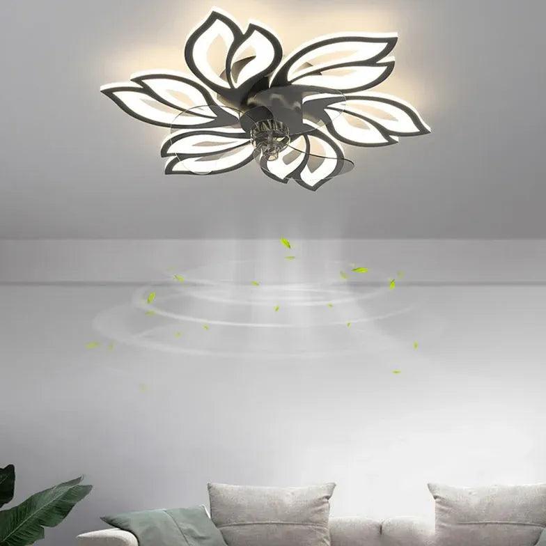 Petal Shape LED Ceiling Fan with Light for Living Room - Modern Stylish Cooling & Lighting Solution for Home, Bedroom, Office