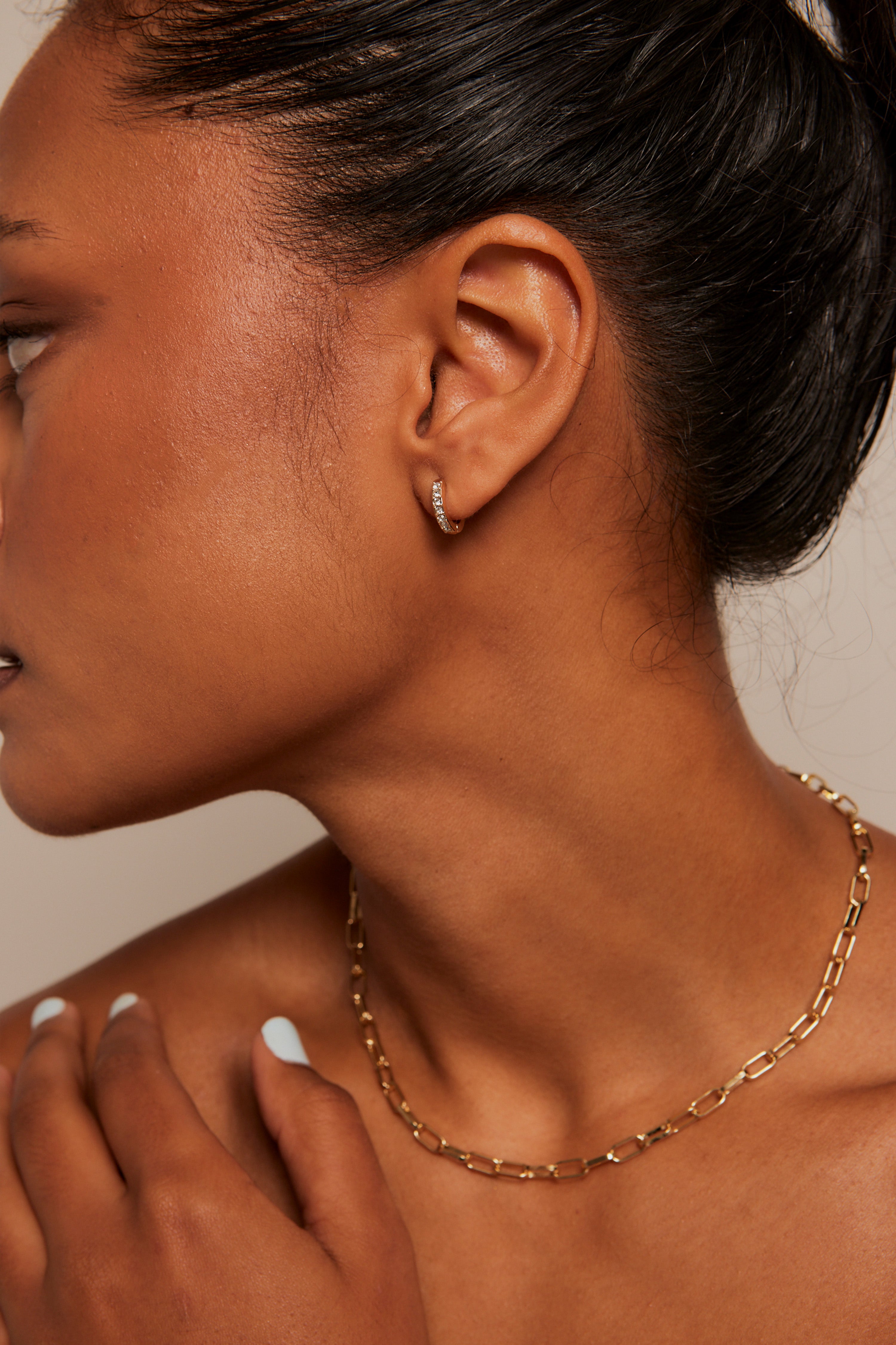 Classic Diamante Gold Huggie Earrings for Women - Elegant Hoop Earrings for Everyday Wear & Special Occasions