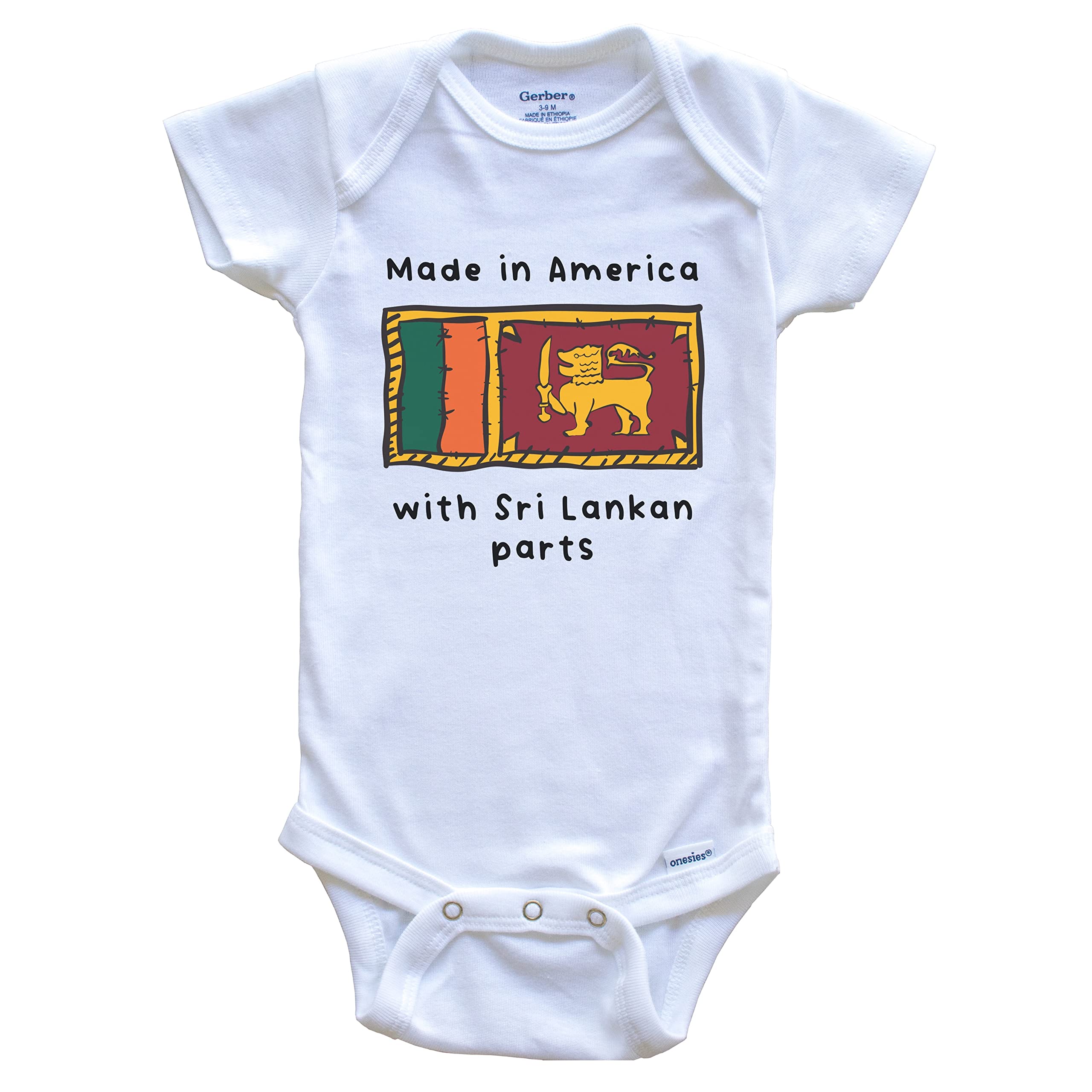 American-Made Sri Lanka Flag One Piece Baby Bodysuit - Soft Cotton Infant Romper for Boys & Girls - Perfect for Independence Day, Cultural Events & Family Photos