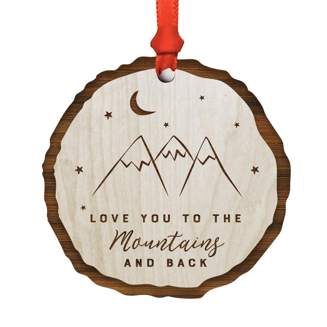 Personalized Engraved Natural Wood Keepsake Ornament - Custom Monogram Christmas, Valentine's Day, Wedding Anniversary Gift - 