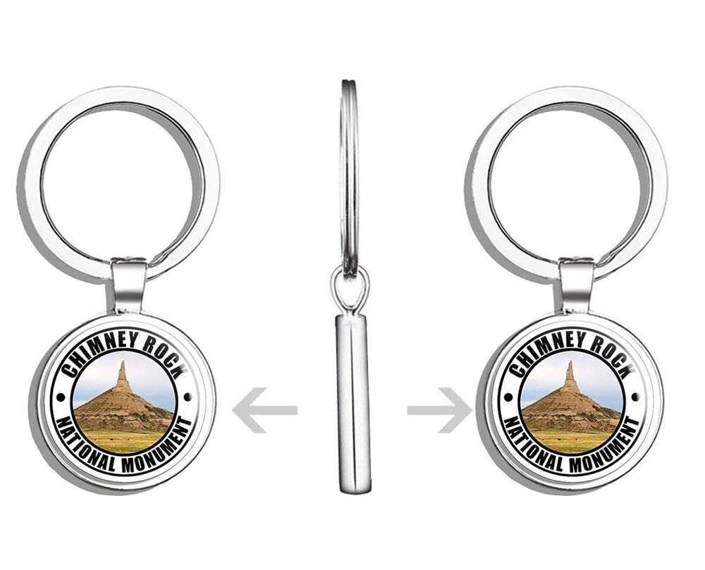 Round Chimney Rock National Monument Double Sided Stainless Steel Keychain - Colorado RV Travel Souvenir, Key Ring Holder & Car Key Finder - Perfect for Road Trips, Camping & Outdoor Adventures