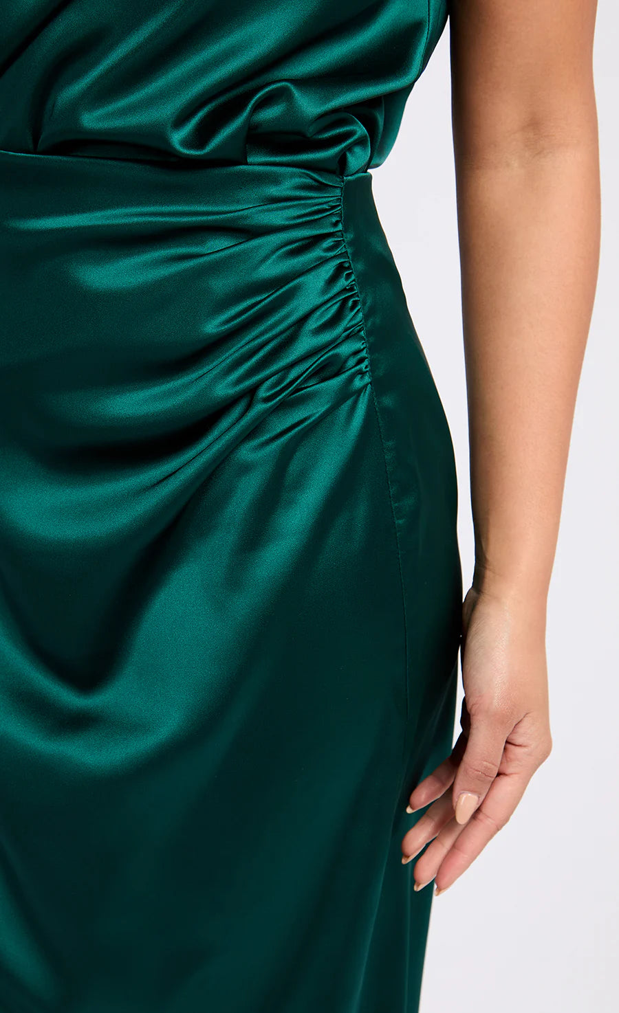 Aubrey Satin Drape Skirt for Women - Elegant Green Midi Skirt with Flowy Hem | Perfect for Parties, Weddings & Office Wear