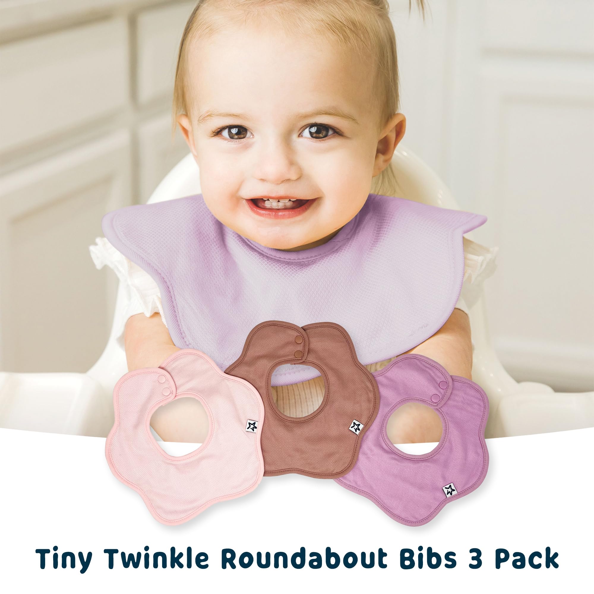 Tiny Twinkle 360° Rotating Waterproof Baby Drool Bibs - Super Absorbent Teething Bibs for Infants & Toddlers, 3 Pack - Perfect for Feeding, Playtime & Messy Meals