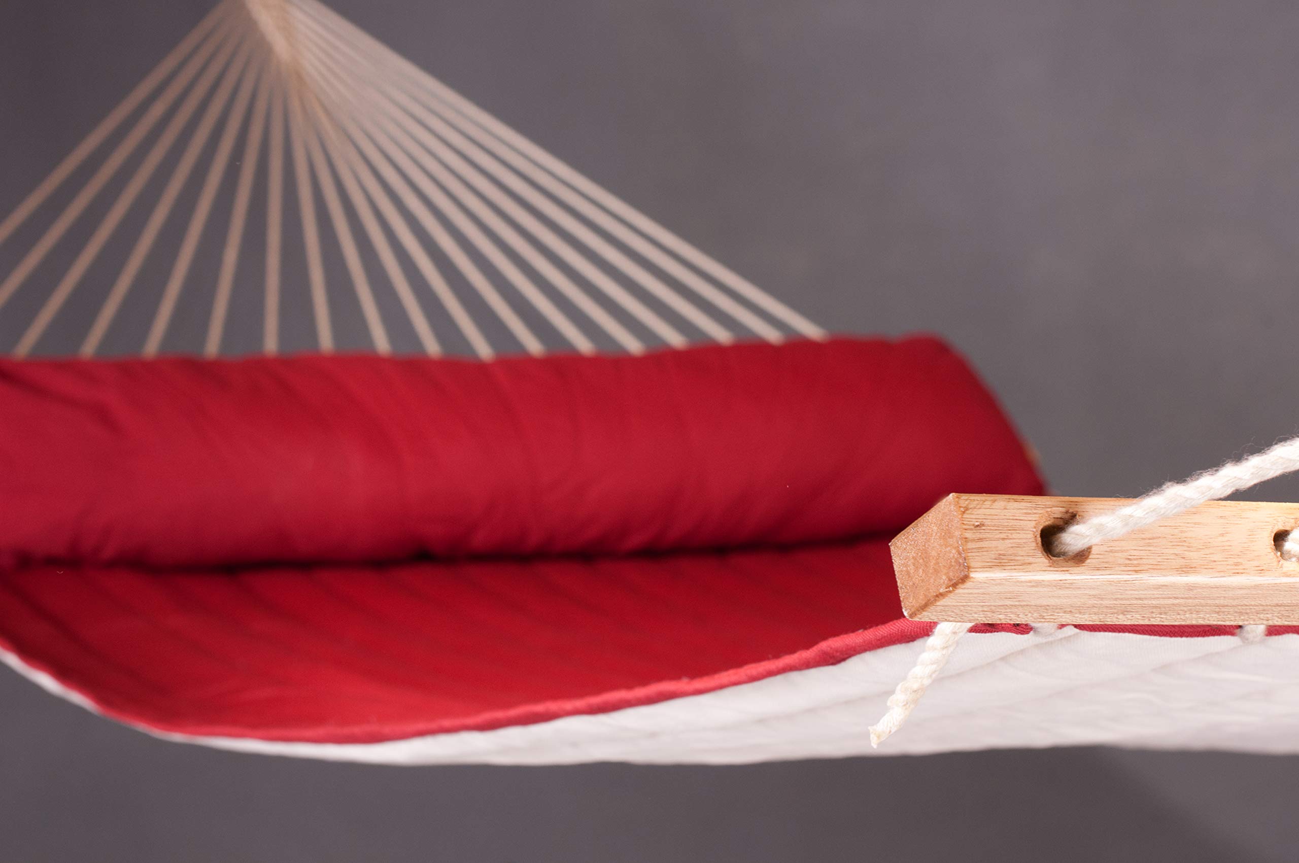 LA SIESTA Alabama Red Pepper - King Size Quilted Spreader Bar Hammock for Outdoor Relaxation, Backyard Lounging & Patio Comfort