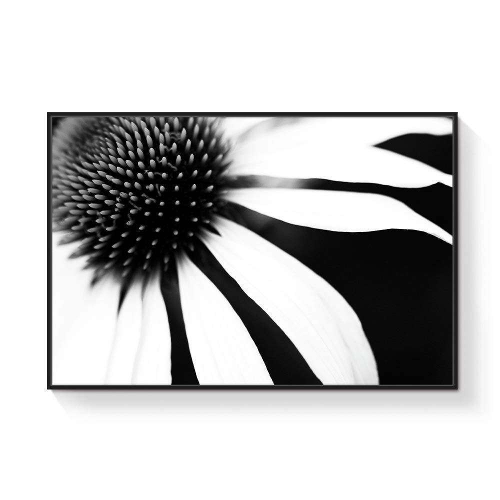 Floating Framed Canvas Wall Art - Black Flower Print 16x24 Inches, Ready to Hang for Living Room & Bedroom Decor | Modern Home Wall Decor for Housewarming & Interior Design
