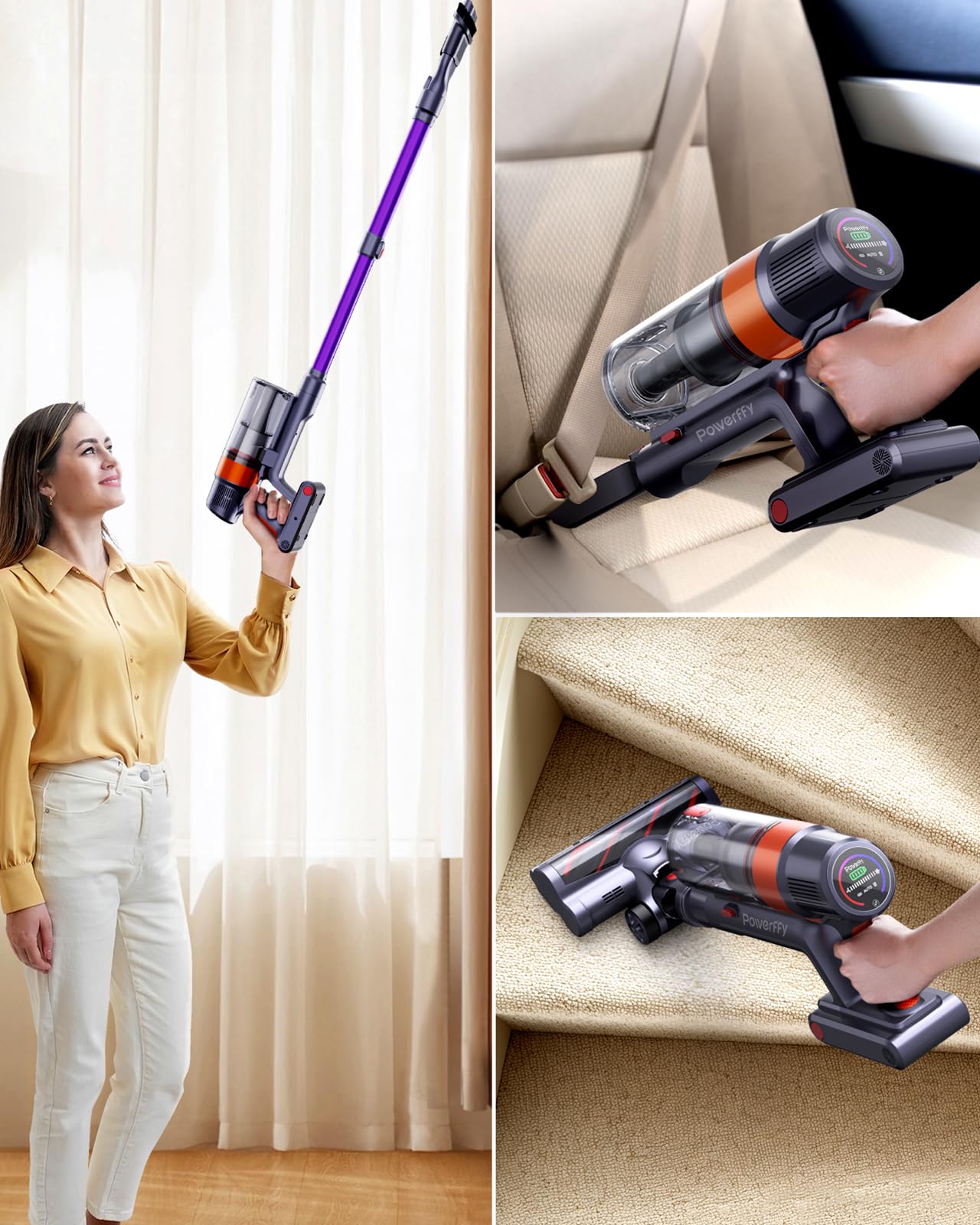 Powerful 450W Cordless Stick Vacuum Cleaner with 40KPA Suction, 55 Mins Runtime & 1.5L Dust Cup - Lightweight for Home, Carpet, Pet Hair & Hard Floors - Perfect for Quick Cleanups & Pet Owners