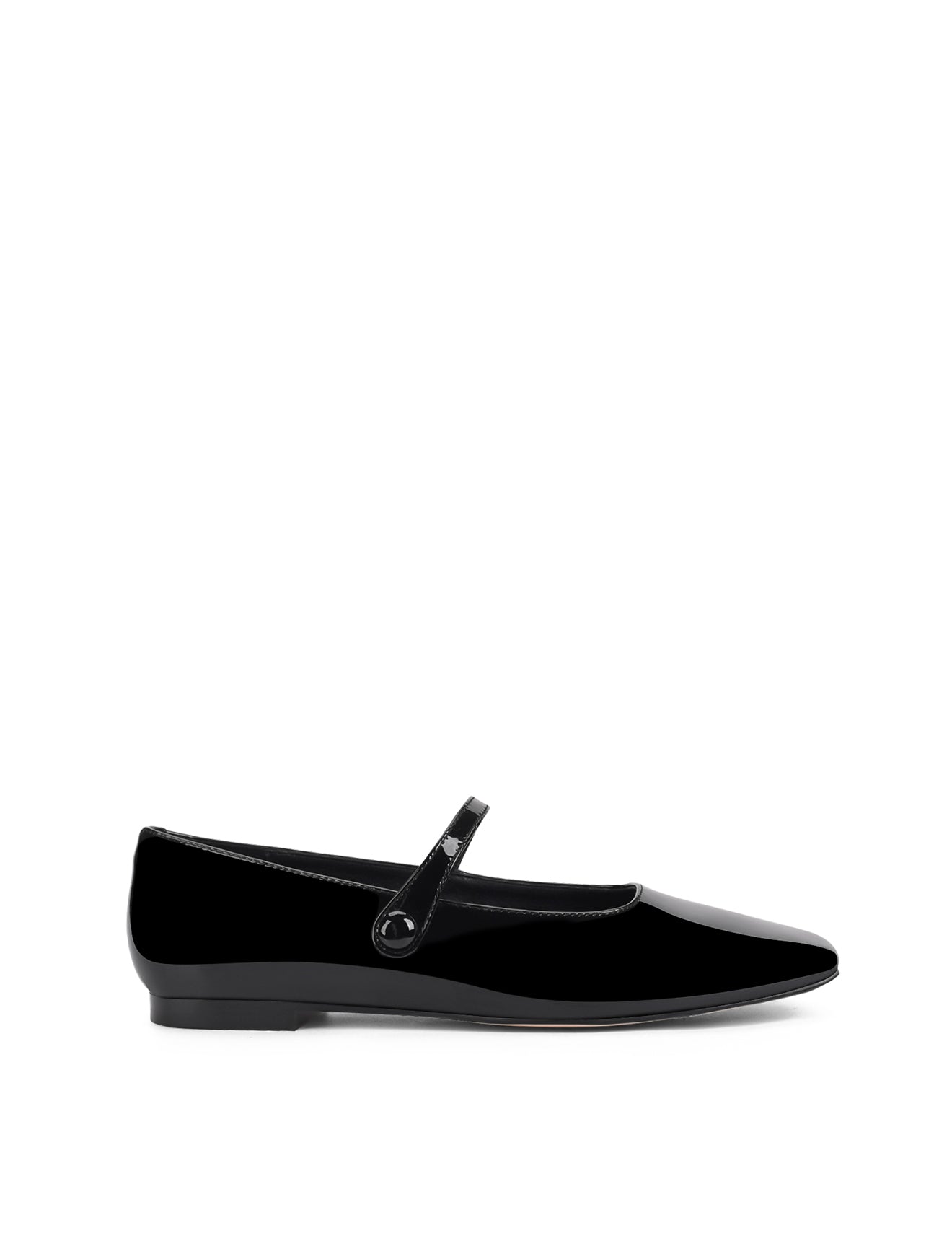 Xandria Women's Square Toe Ballet Flats - Black Patent Leather Shoes for Work, Office & Casual Wear