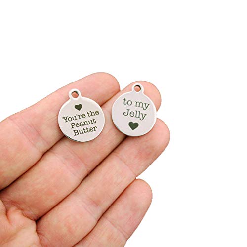 Stainless Steel Charms Set - 'You're the Peanut Butter to My Jelly' Couple Gift - 2 Piece Jewelry for Best Friends & Couples - BFS1282 | Perfect for Anniversaries, Valentine's Day & Friendship Gifts