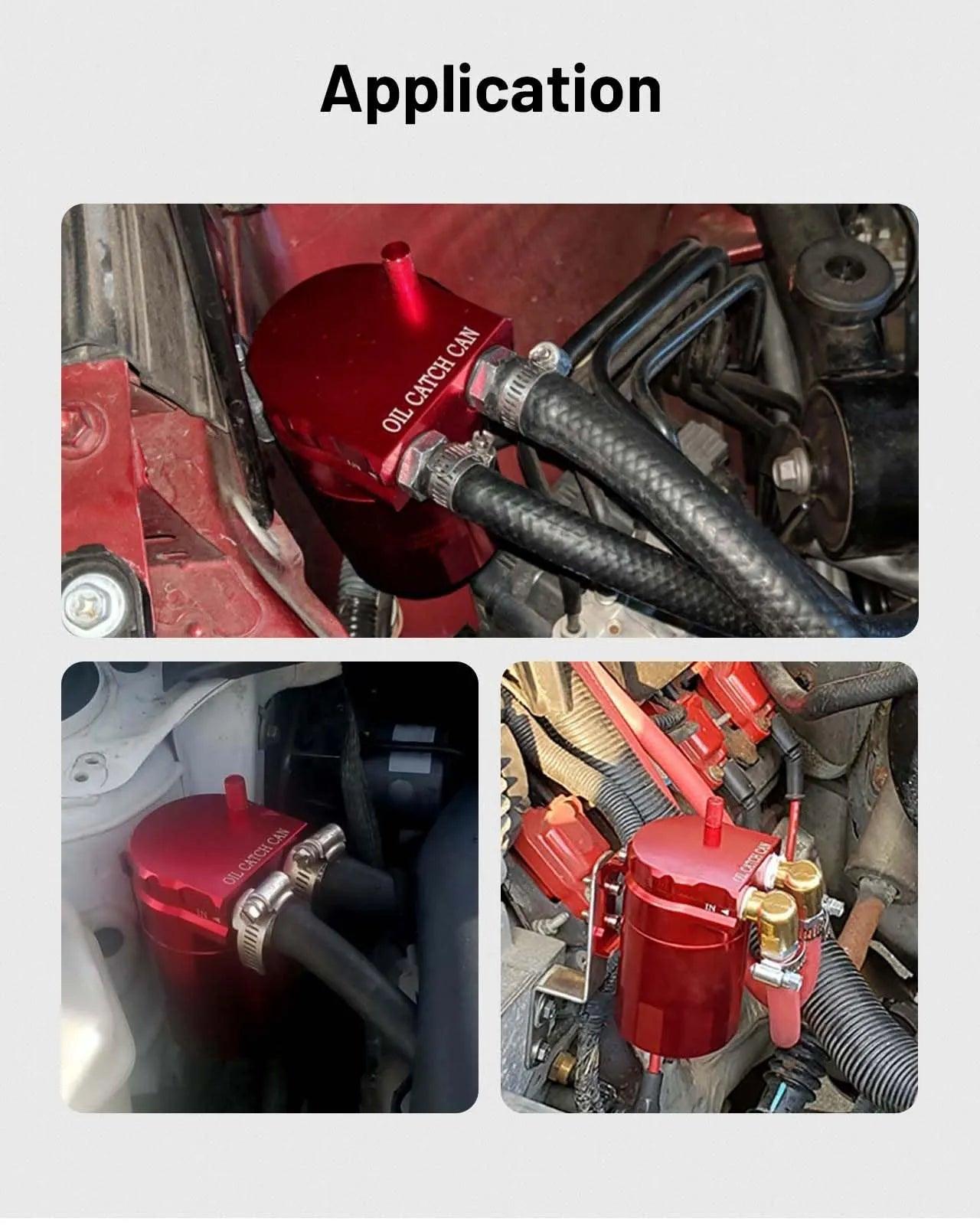 EVIL ENERGY Universal 300ML Aluminum Oil Catch Can with Baffle & Hose Kit - High Performance Air Oil Separator for Car, Truck & Motorcycle Engine Protection
