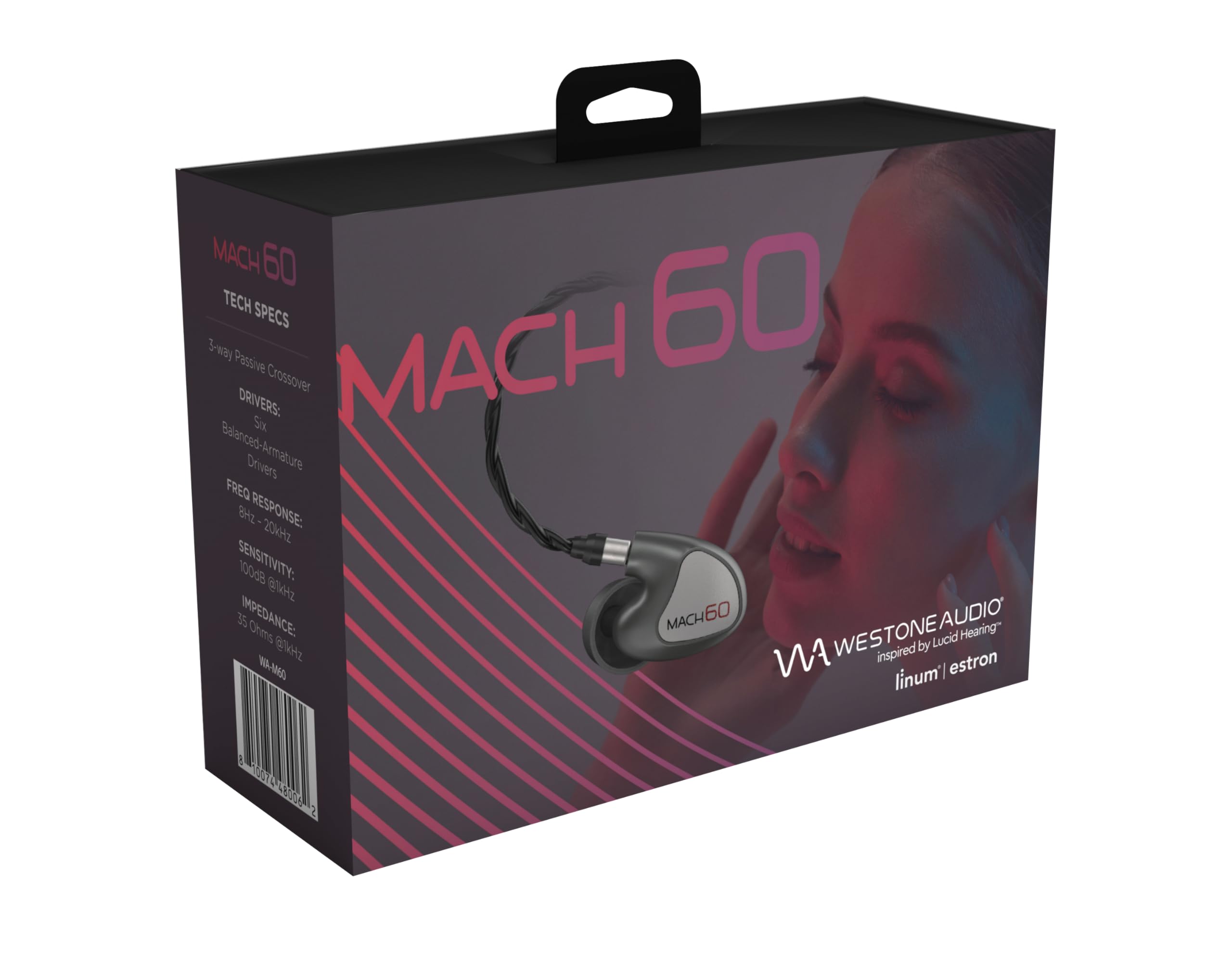 Westone Audio Mach 60 Universal IEM Wired Earbuds - 6 Balanced Armature Driver Professional In-Ear Monitor Earphones with Linum ESTRON ULTRABaX T2 Cable for Musicians, Audiophiles & Studio Recording