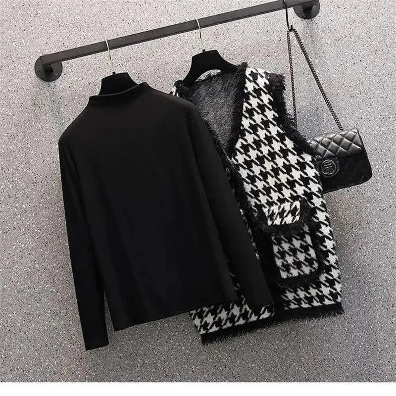Stylish Women's Tweed Plaid 3-Piece Outfit Set - Blazer, Top & Skirt for Work, Office & Formal Occasions