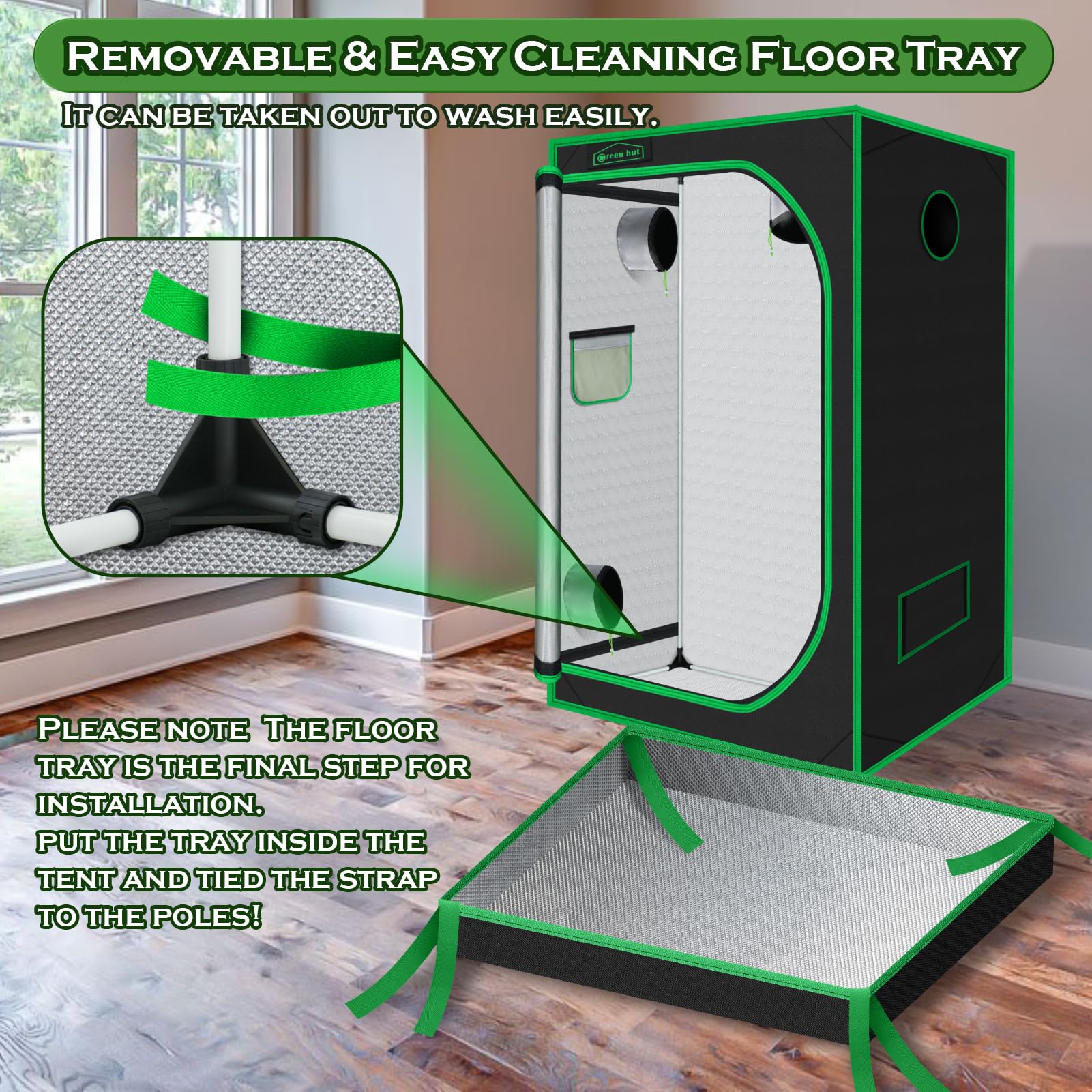 48x48x78 Inch Mylar Hydroponic Grow Tent for Indoor Plants - Observation Window & Removable Waterproof Floor Tray - Perfect for Growing Fruits, Flowers, and Vegetables Year-Round