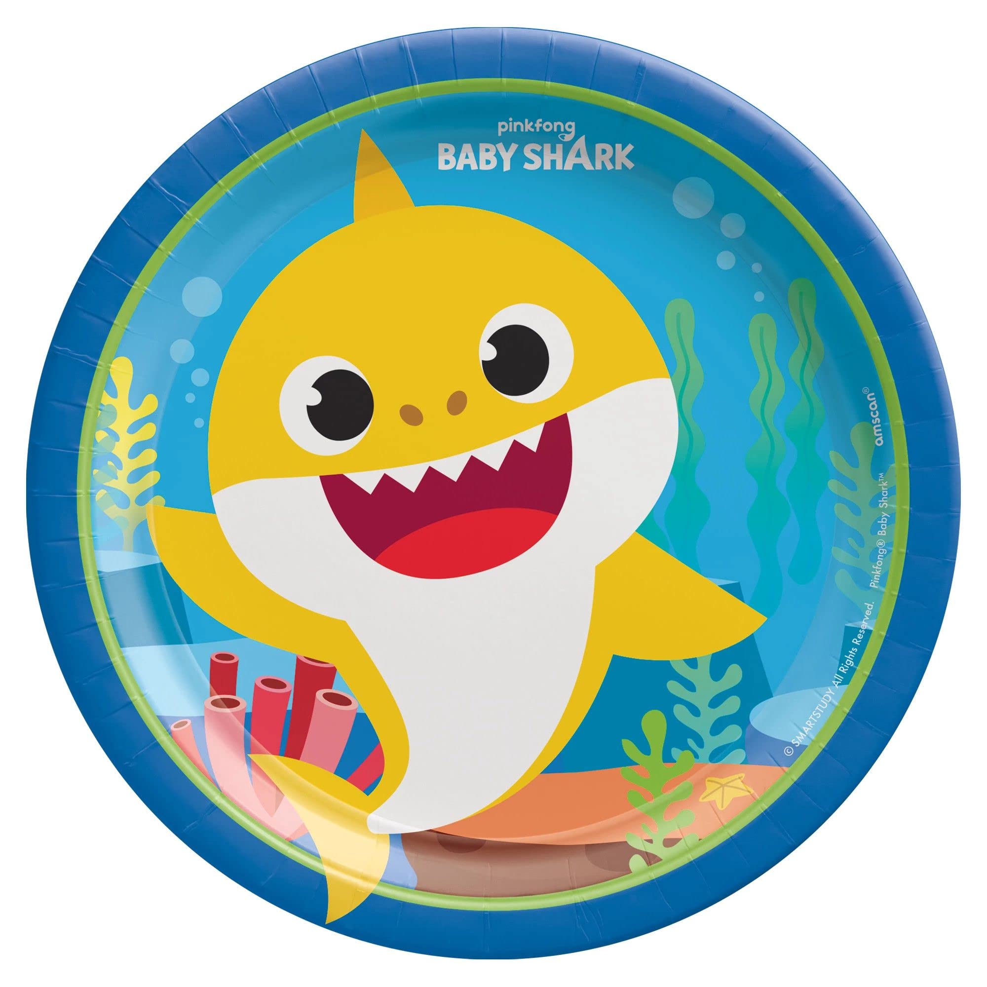 Baby Shark Birthday Party Supplies Pack for 16 Guests - Includes Dessert Plates, Beverage Napkins, Cups & Table Cover with Candles | Perfect for Kids' Birthday Parties, Baby Showers & Themed Events