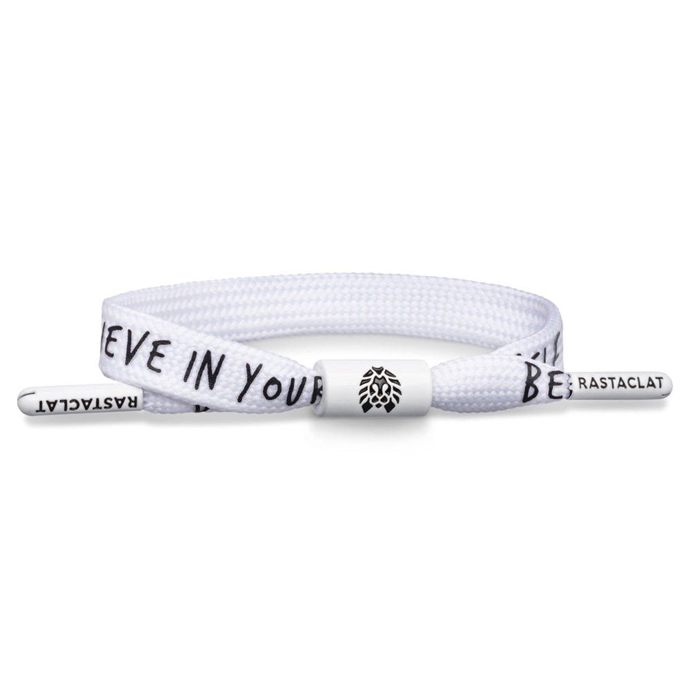 Rastaclat Believe White Bracelet - Adjustable S/M Size for Men & Women - Perfect for Sports, Fitness & Everyday Wear
