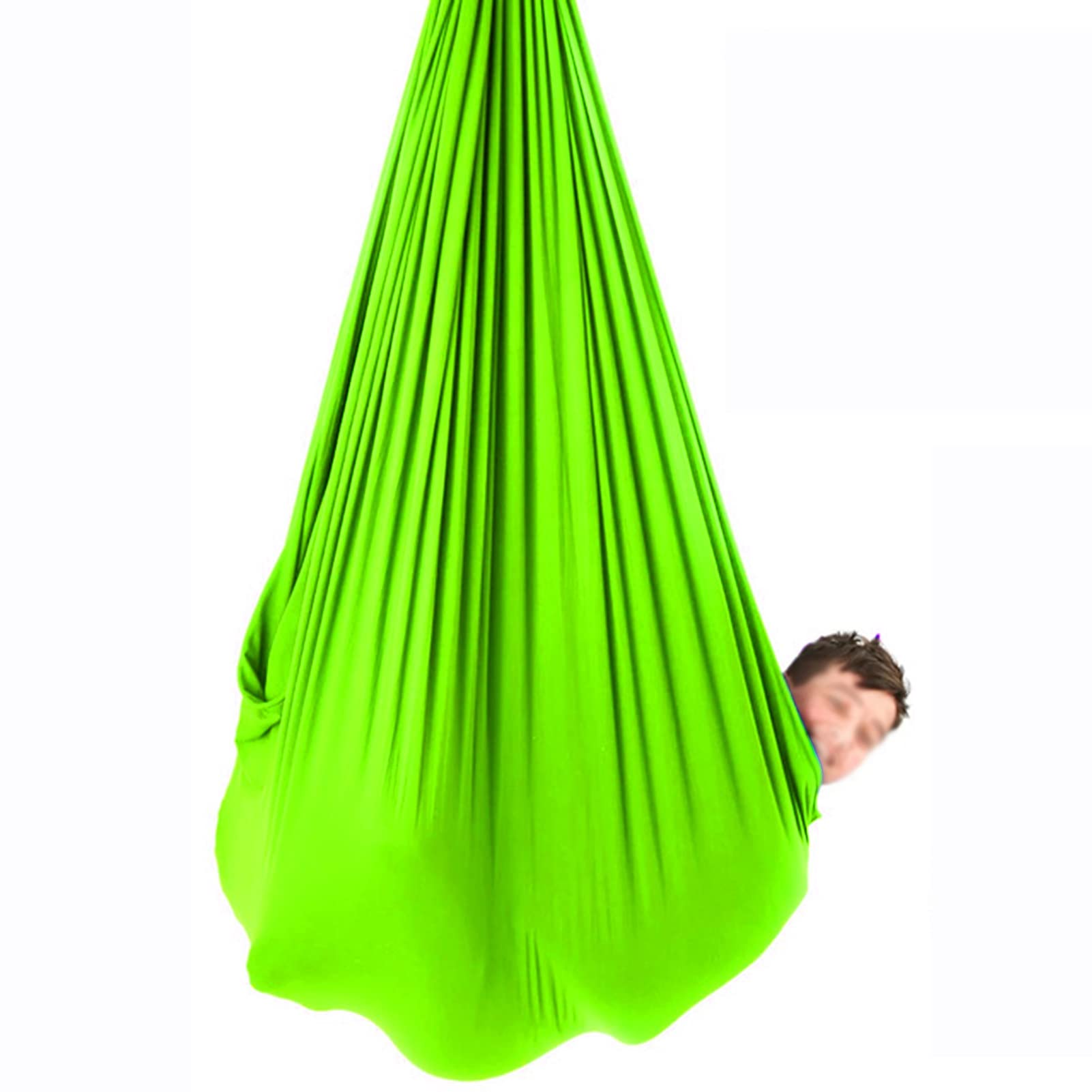 Green 100x280cm Indoor Outdoor Swing Hammock for Kids & Adults - Sensory Therapy, Relaxation & Cuddle Time - Perfect for Playrooms, Backyards & Therapy Sessions