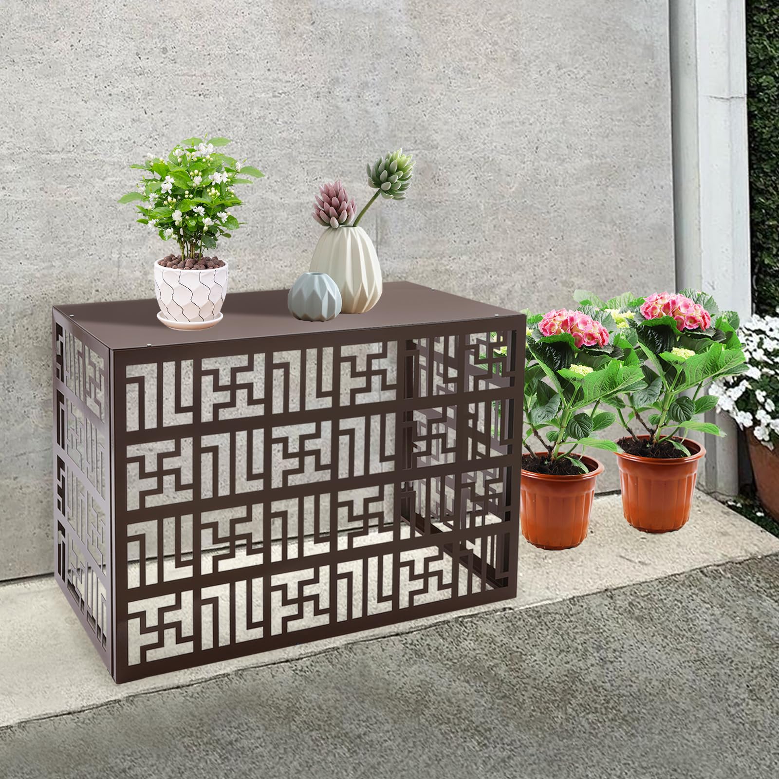 Free Standing Metal Air Conditioner Privacy Fence Screen for Outdoor Units - 43.3