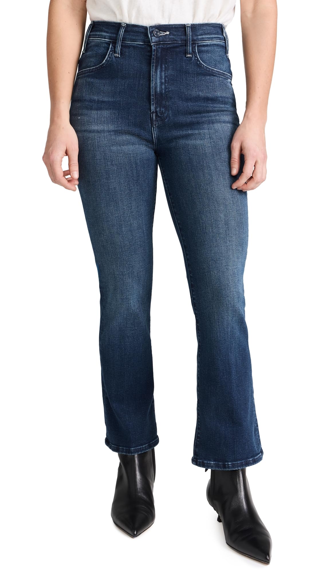 MOTHER Women's Petite Lil Hustler Ankle Jeans - High Waist Slim Fit Denim Pants for Casual Wear & Everyday Outfits