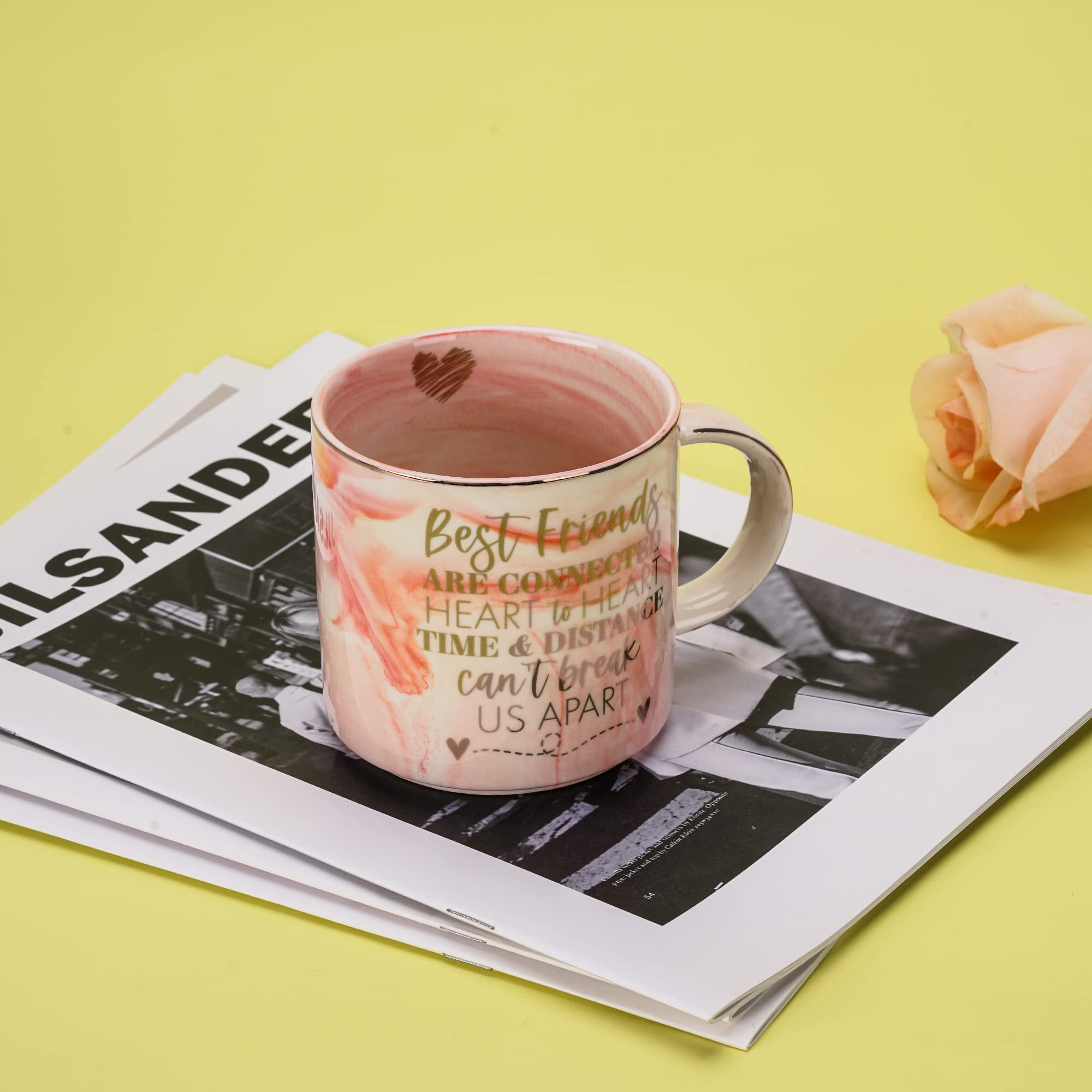 Best Friend Birthday Gifts for Women - Long Distance Friendship Gifts for BFF, Besties - Cute Pink Marble Mug, 11.5oz Coffee Cup - Perfect for Christmas, Anniversaries, and Daily Coffee Moments