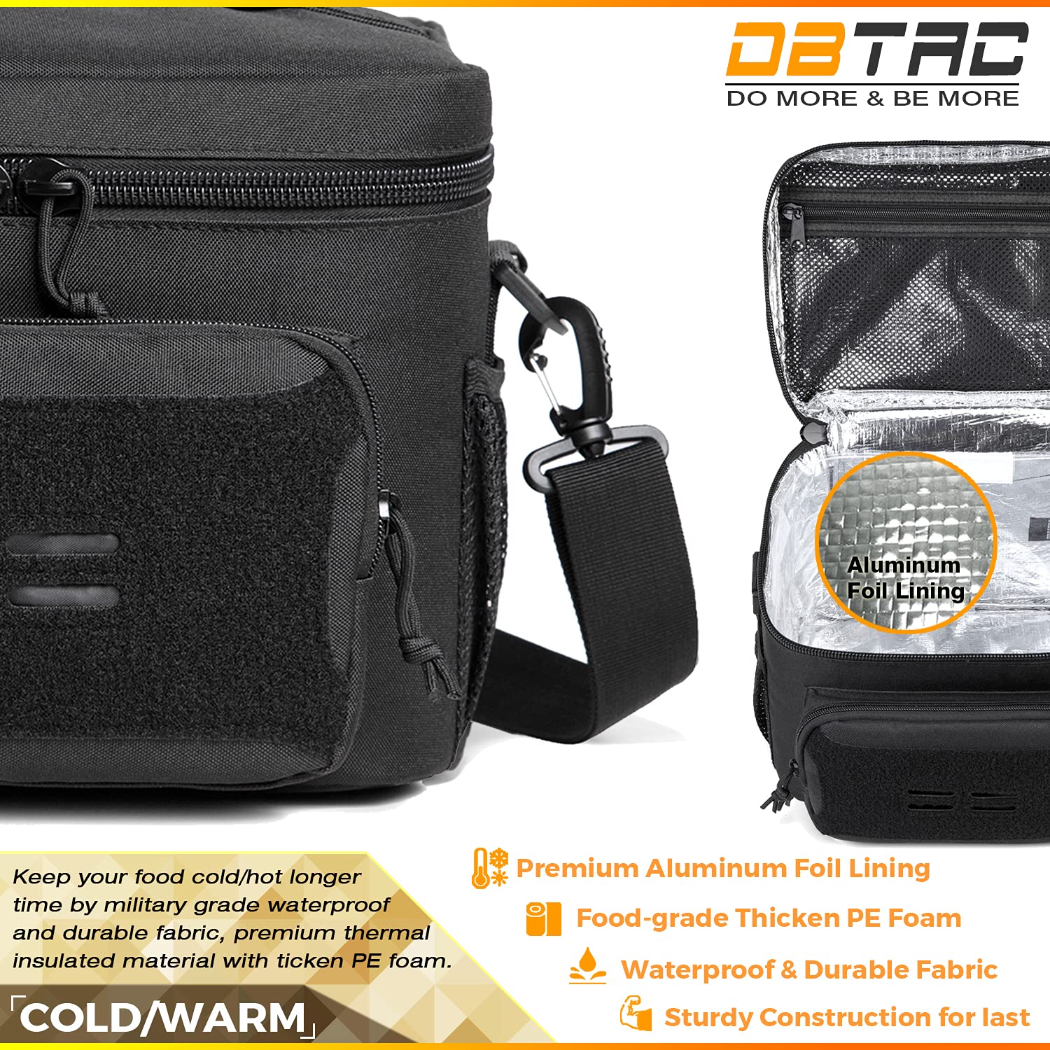 Insulated Tactical Lunch Bag for Men & Women - 12 Can Leakproof Cooler Tote with Soft Easy-Clean Liner (9L Capacity, Urban Black) | Perfect for Office, Work, Outdoor & Travel | Durable Lunch Box for Adults