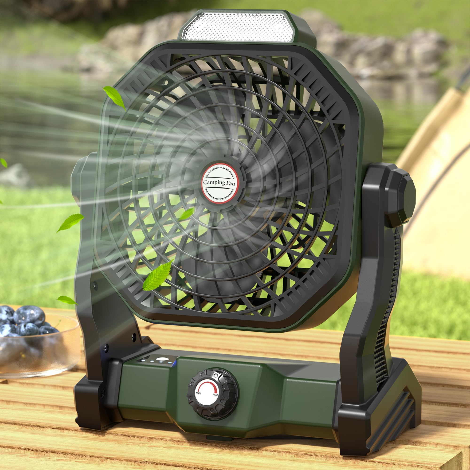 Rechargeable Camping Fan with LED Lantern - 10400mAh Battery Powered Portable Tent Fan for Outdoor Travel, Home, Office & Desk Use | Perfect for Camping Essentials, Emergency Lighting & Personal Cooling