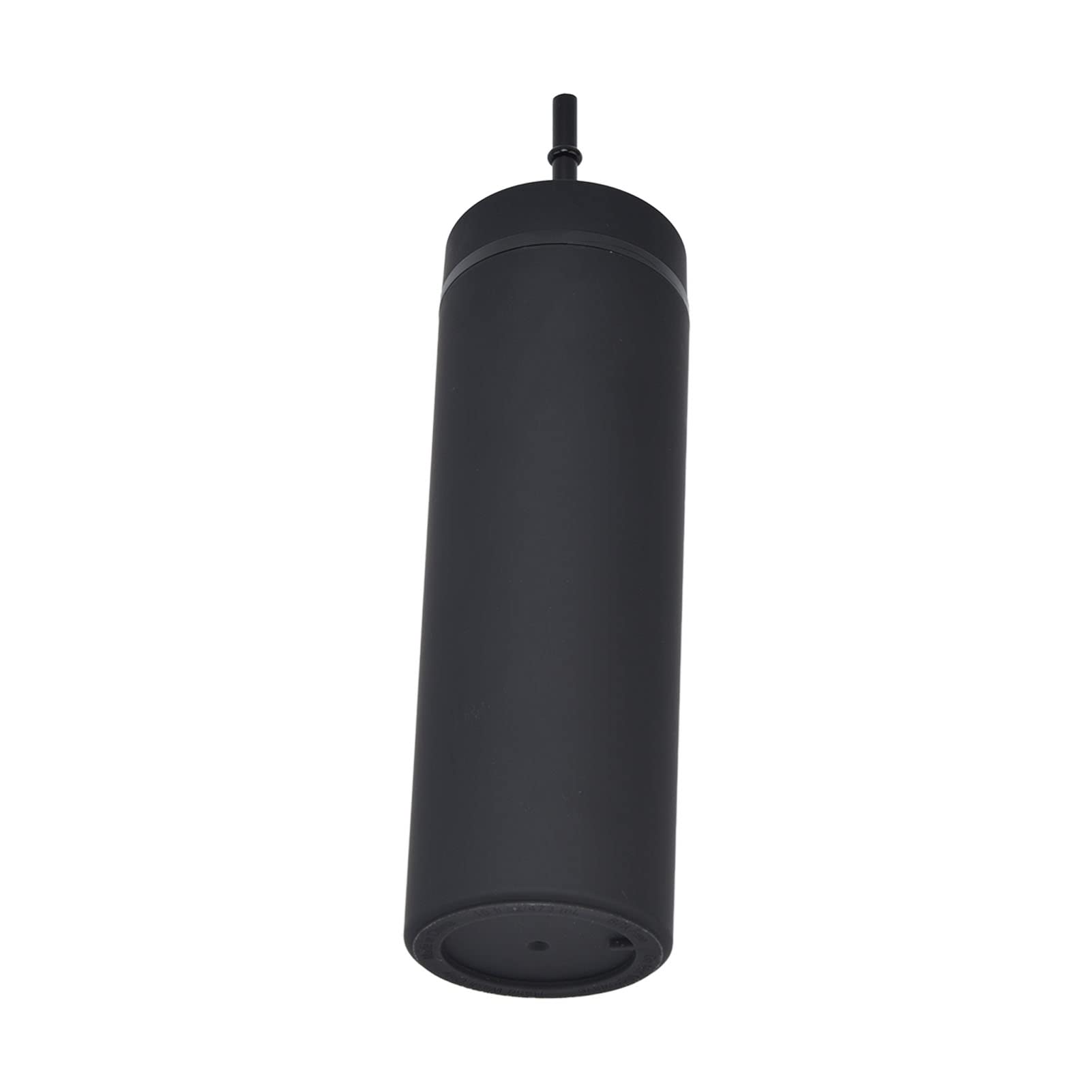 Lightweight Plastic Cups with Straw - Cylindrical Shape for Camping, Beach, Picnics & Outdoor Activities (Black)