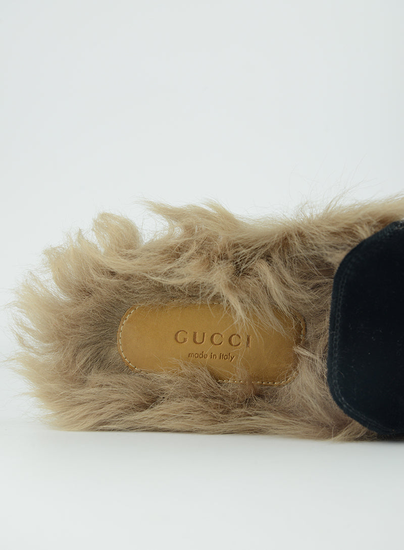 Gucci Sabot Princetown Black Suede Slippers - Size 39 | Luxury Loafers for Women | Perfect for Home, Office & Casual Outings