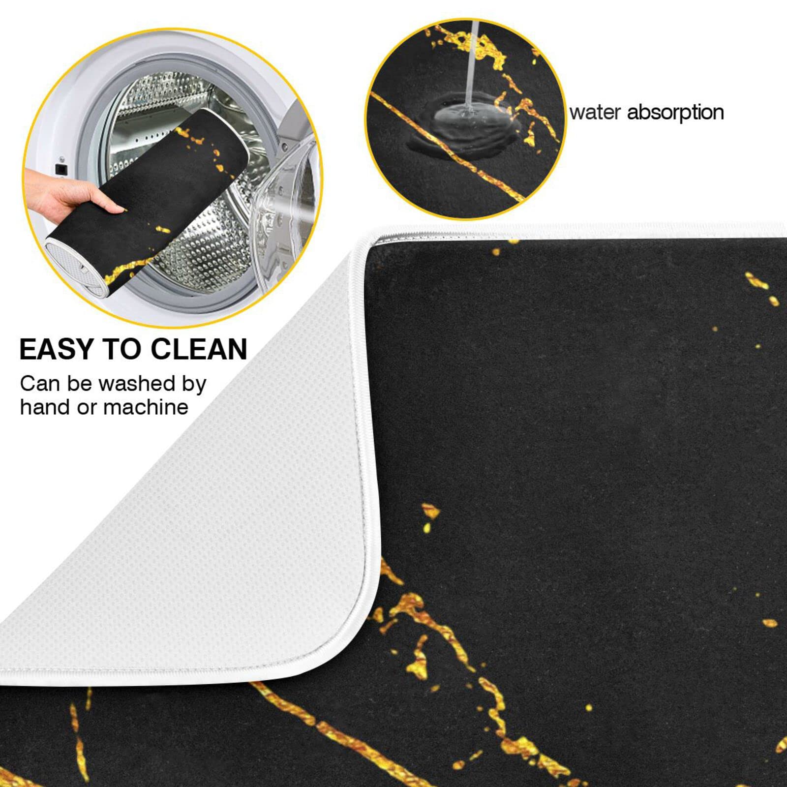 Marble Dish Drying Mat 18x24 Inch - Microfiber Kitchen Countertop Drainer for Dishes & Utensils
