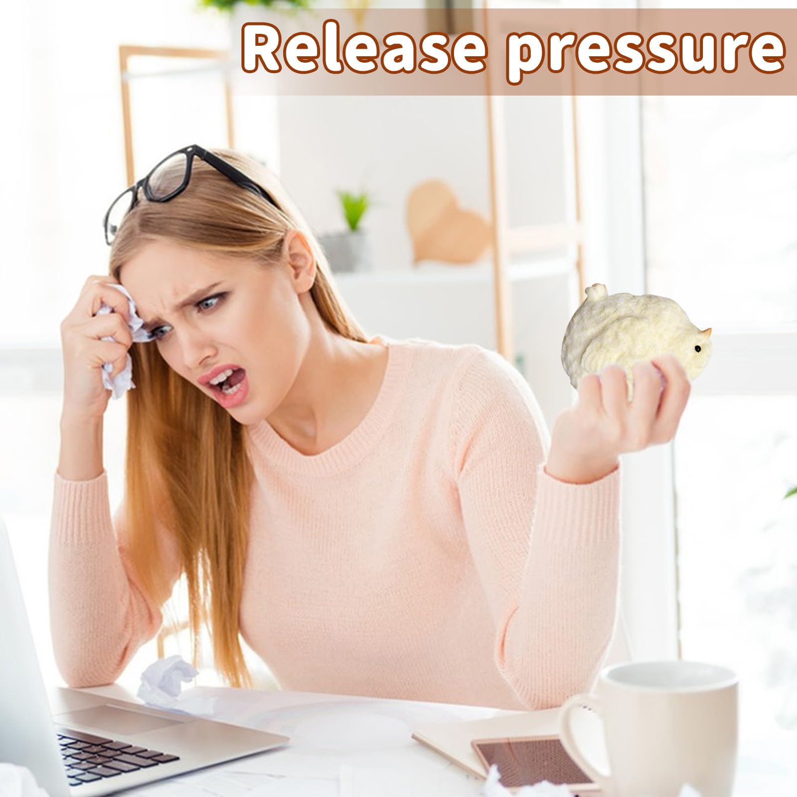 Squishy Chicken Stress Ball Toy - Soft Plush Squeeze Toy for Kids & Adults - Cute Anti-Stress Relief Fidget Toy for Home, Office, and School Use (Large Size)