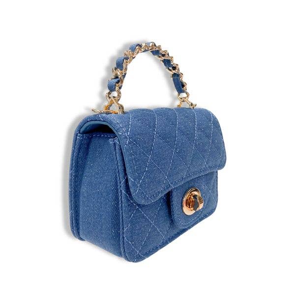 Sparkly Denim Quilted Crossbody Purse for Women - Stylish Black Evening Bag with Rhinestones, Perfect for Parties, Date Nights & Special Occasions
