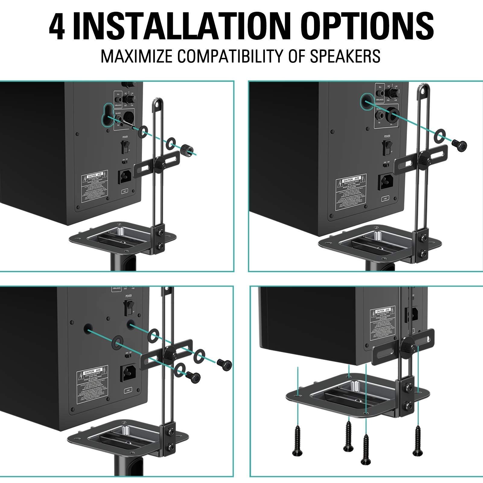 Mounting Dream Adjustable Speaker Stands Pair - Universal Satellite Speaker Stands for TVs & Soundbars, Holds Up to 22 lbs with Detachable Extension - Perfect for Home Theater & Gaming Setup (Model MD5421)