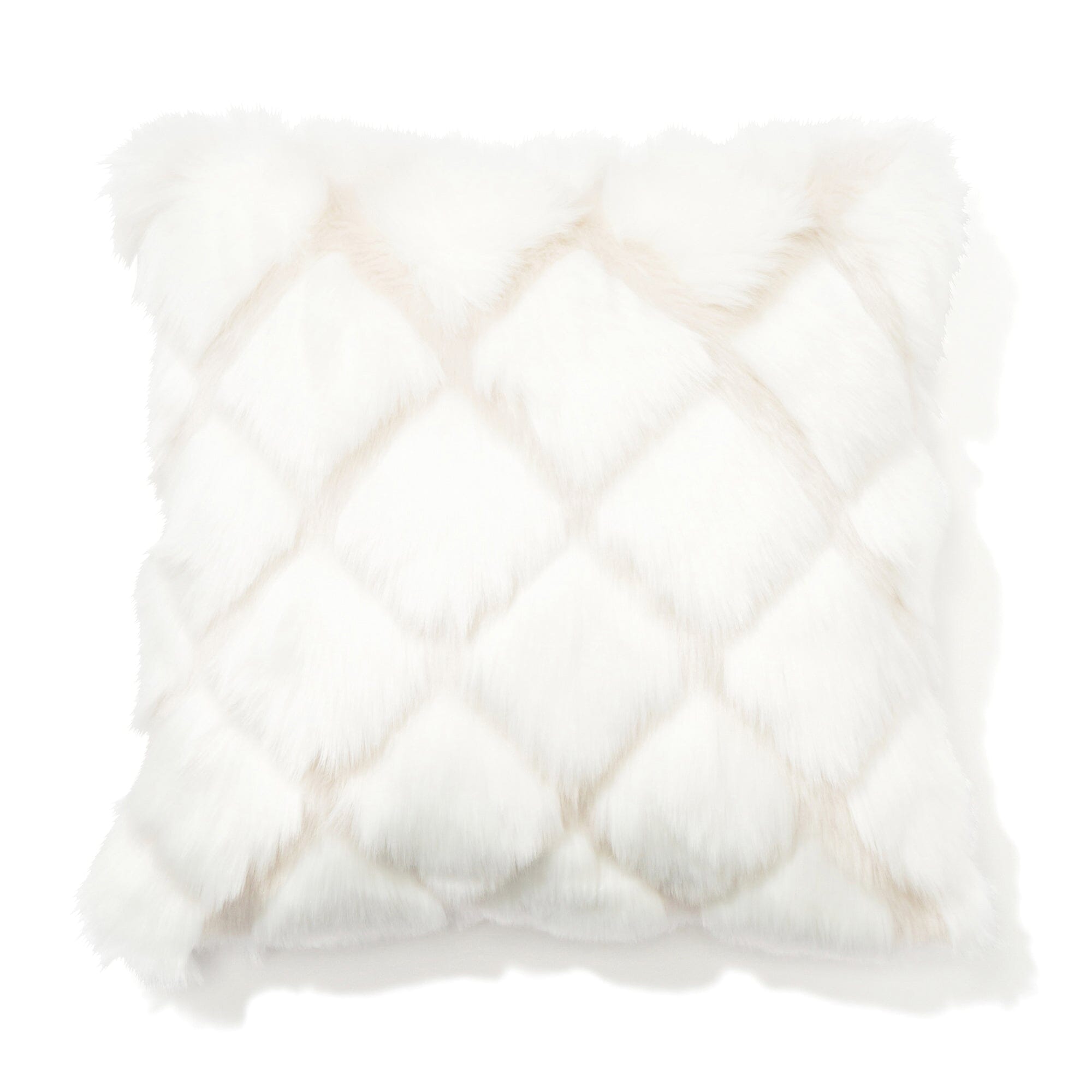 Premium Fur Q Cushion Cover 450x450mm - Soft White & Ivory Luxury Pillow Case for Sofa, Bed, Living Room Decor - Cozy Home Accessories for Winter Comfort