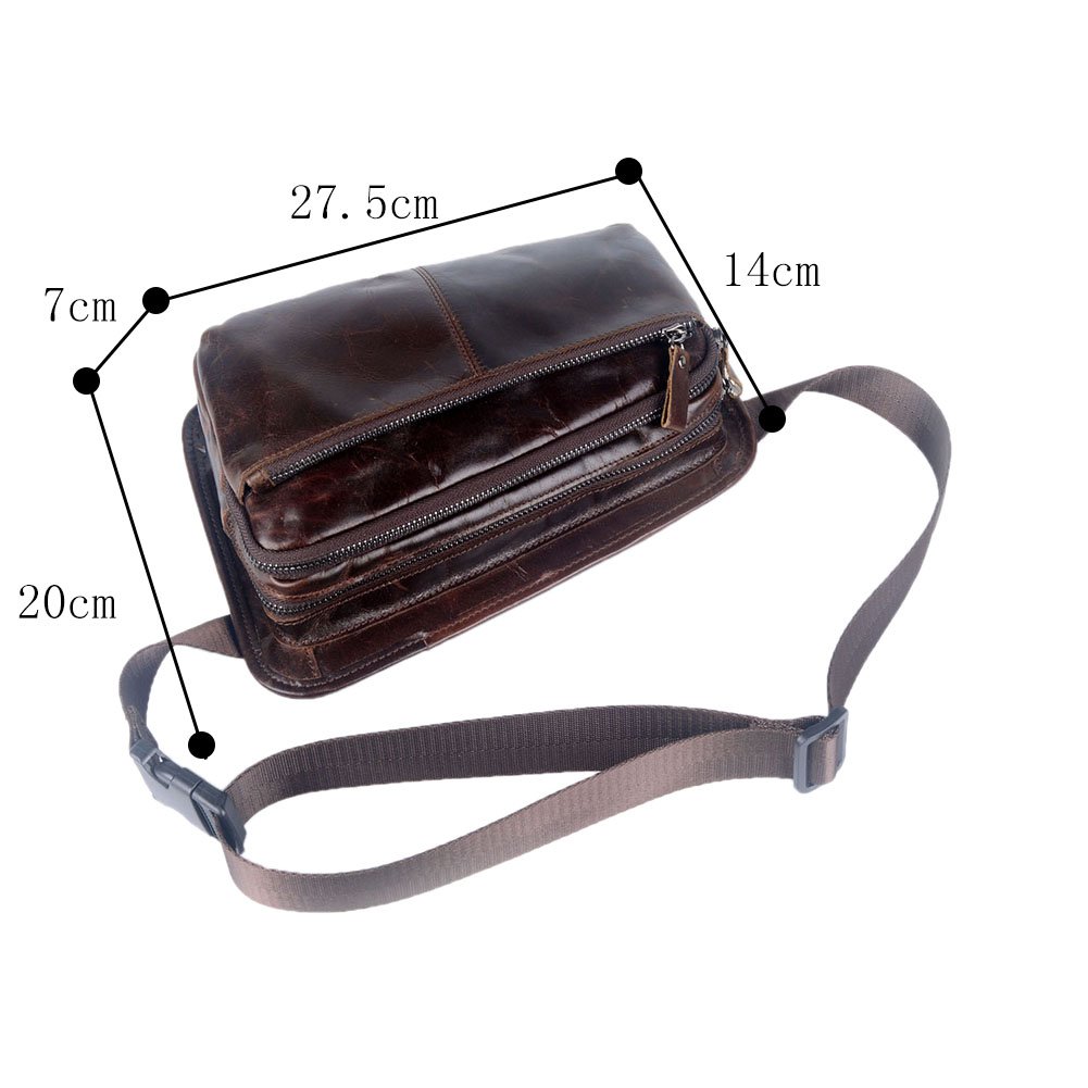 Genuine Leather Travel Fanny Pack Waist Bag - Dark Coffee 031 - Stylish & Durable Crossbody Bum Bag for Hiking, Festivals, and Everyday Use