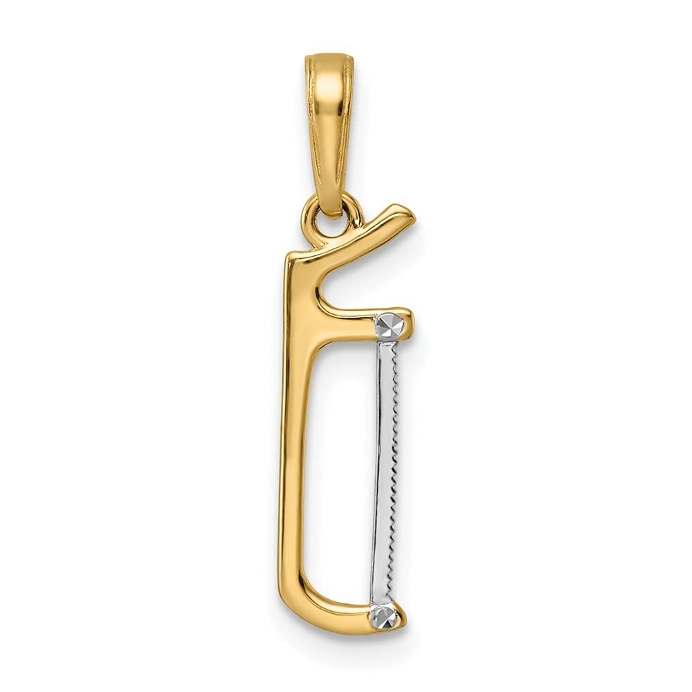 14K White Rhodium Sparkle Cut Hacksaw Pendant Necklace for Women - Elegant Jewelry Gift for Anniversary, Birthday & Special Occasions
