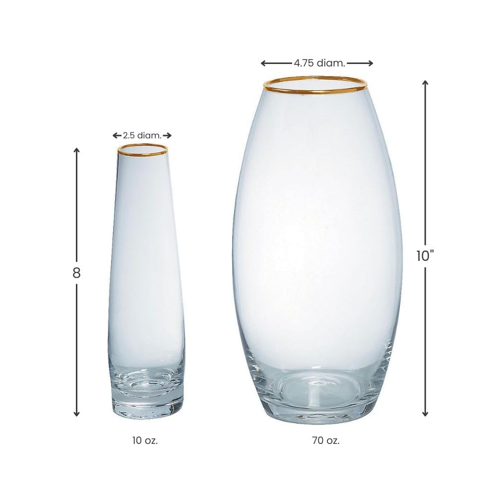 Elegant Sand Ceremony Cylinder Set with Gold Trim - 3-Piece Wedding Unity Vase Kit for Beach Weddings, Home Decor & Anniversary Gifts