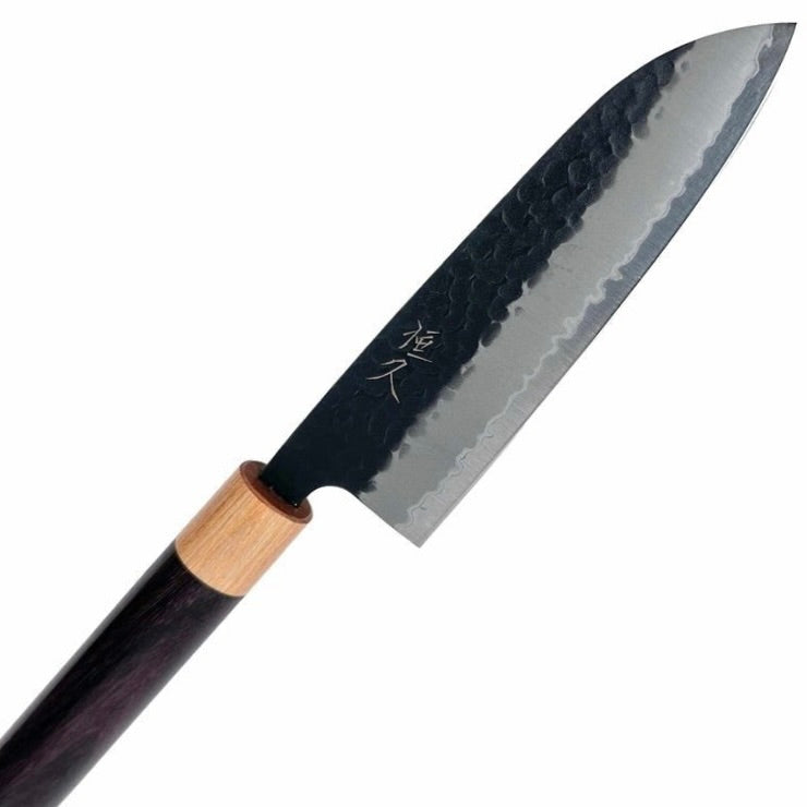 Tsunehisa Stainless Clad Kurochi Aogami Super Tsuchime 165mm Santoku Knife - Japanese Chef Knife for Slicing, Dicing & Chopping Vegetables, Meat & Fish - Perfect for Home Kitchen & Professional Use