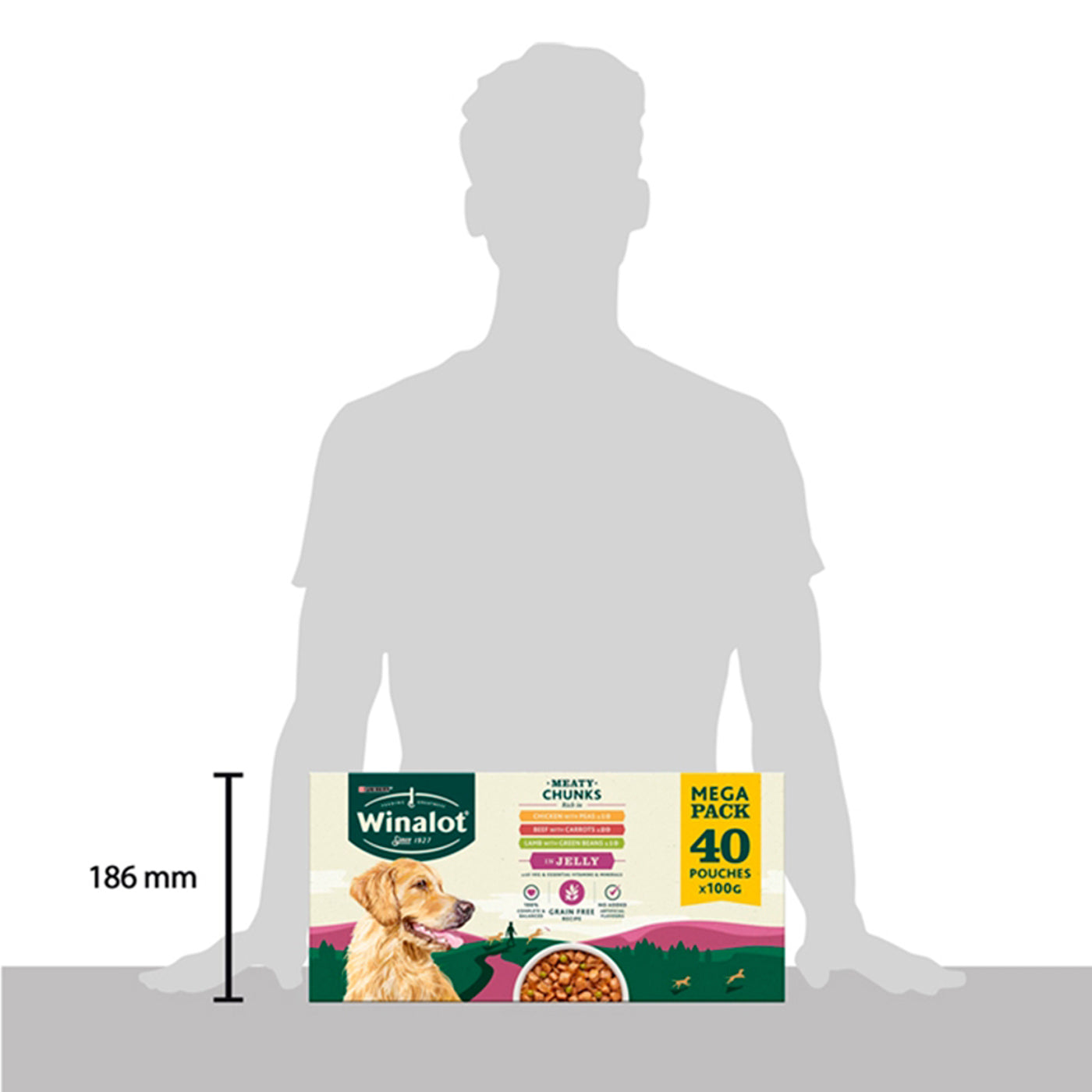 Purina Winalot Adult Grain Free Dog Food - Beef, Chicken & Lamb in Jelly Variety Pack (40 x 100g Cans) | High Protein Wet Food for Adult Dogs | Perfect for Mealtime, Training & Travel