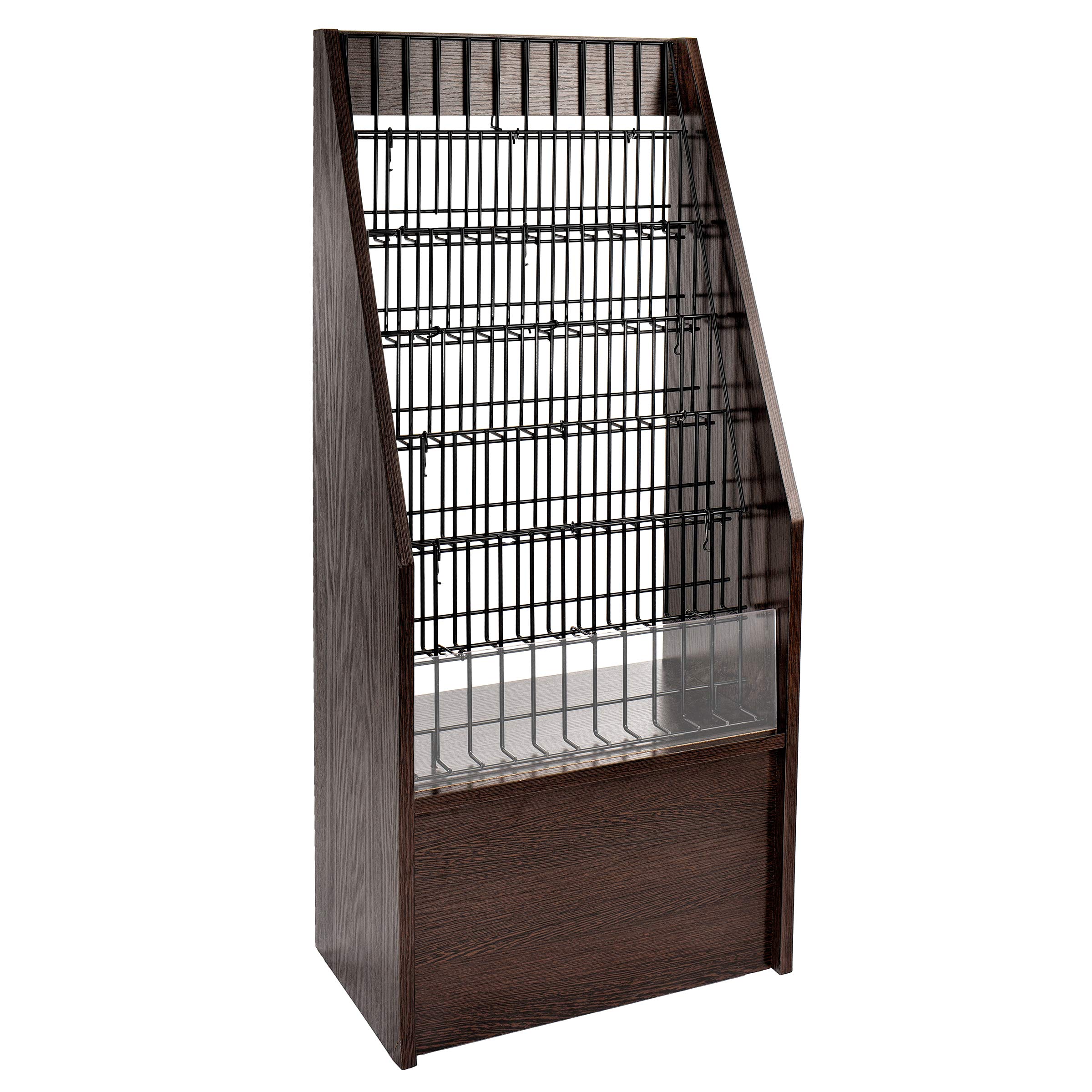 Adir Magazine Display Rack - Adjustable Wooden Brochure Stand with Metal Shelves for Stores & Offices | Perfect for Retail Displays, Waiting Rooms & Reception Areas (Black)