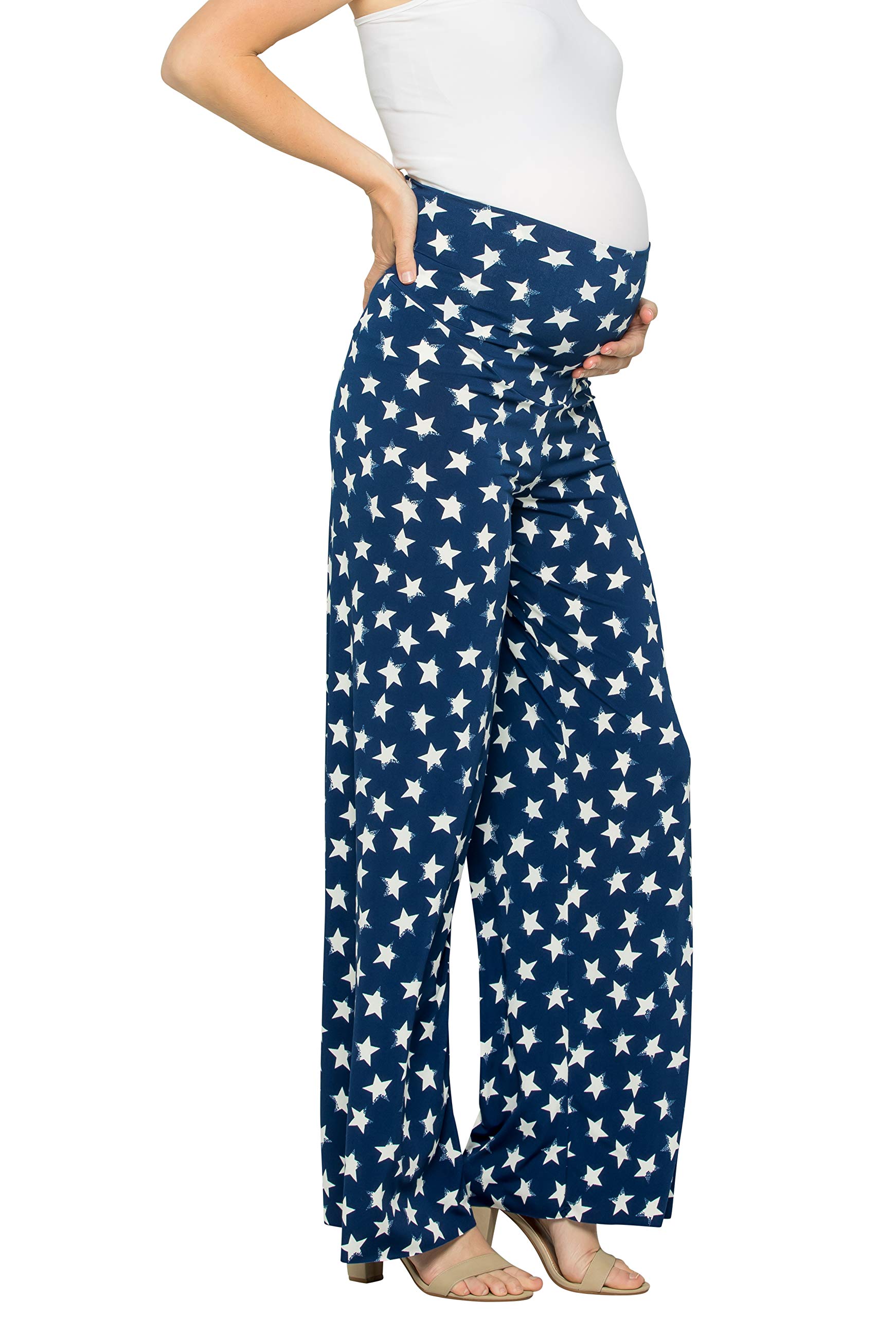 Stylish Maternity Palazzo Pants for Women - Bohemian Floral Print with Tummy Control - Comfortable Pregnancy Clothes for Casual Wear, Work & Special Occasions