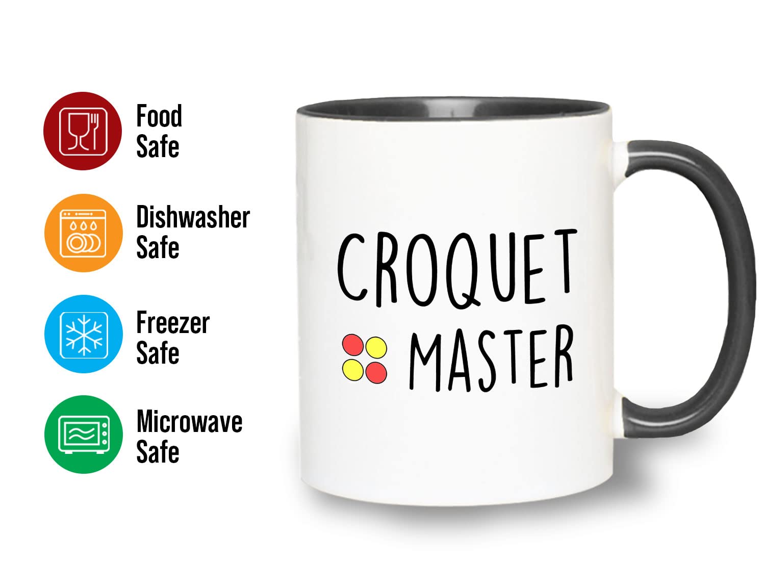 11oz Croquet 2-Tone Black Mug - Perfect Gift for Croquet Master & Sports Enthusiasts - Ideal for Tennis, Racquetball, Netball, Softball Fans - Great for Game Days, Tailgating & Outdoor Gatherings